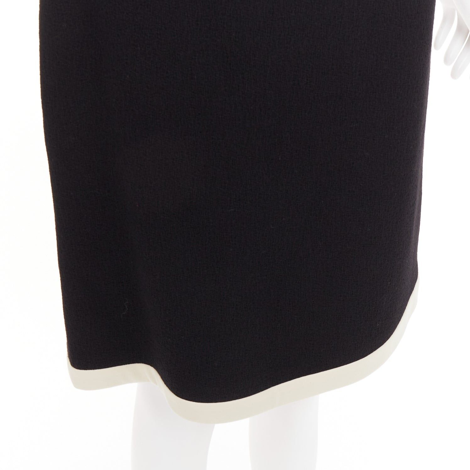 Gucci GUCCI 2017 black wool crepe cream trim hem A-line knee skirt IT40 S Size 27" / US 4 / IT 40 - 7 Thumbnail