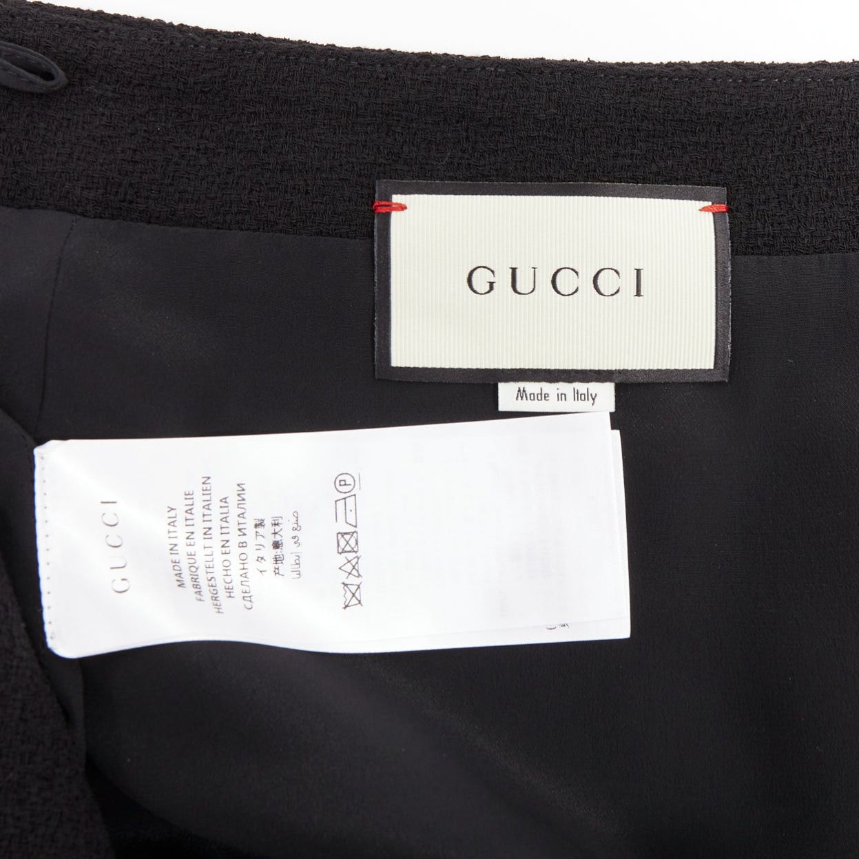 Gucci GUCCI 2017 black wool crepe cream trim hem A-line knee skirt IT40 S Size 27" / US 4 / IT 40 - 8 Thumbnail