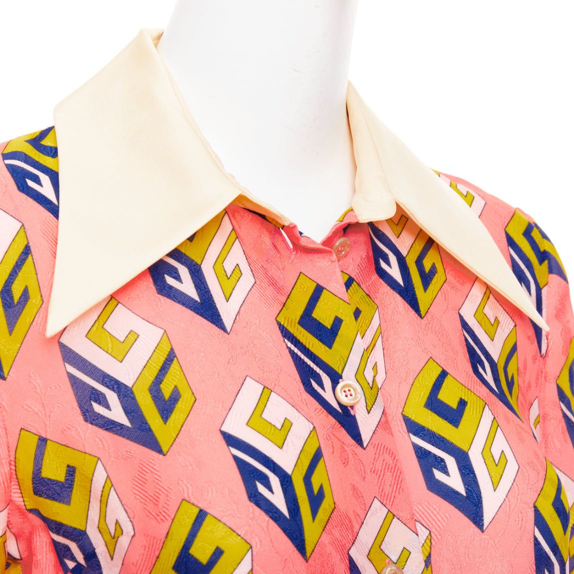 Gucci GUCCI Alessandro Michele 2017 pink geometric vintage G print blouse IT38 XS Size XS / US 0-2 / IT 36-38 - 2 Thumbnail