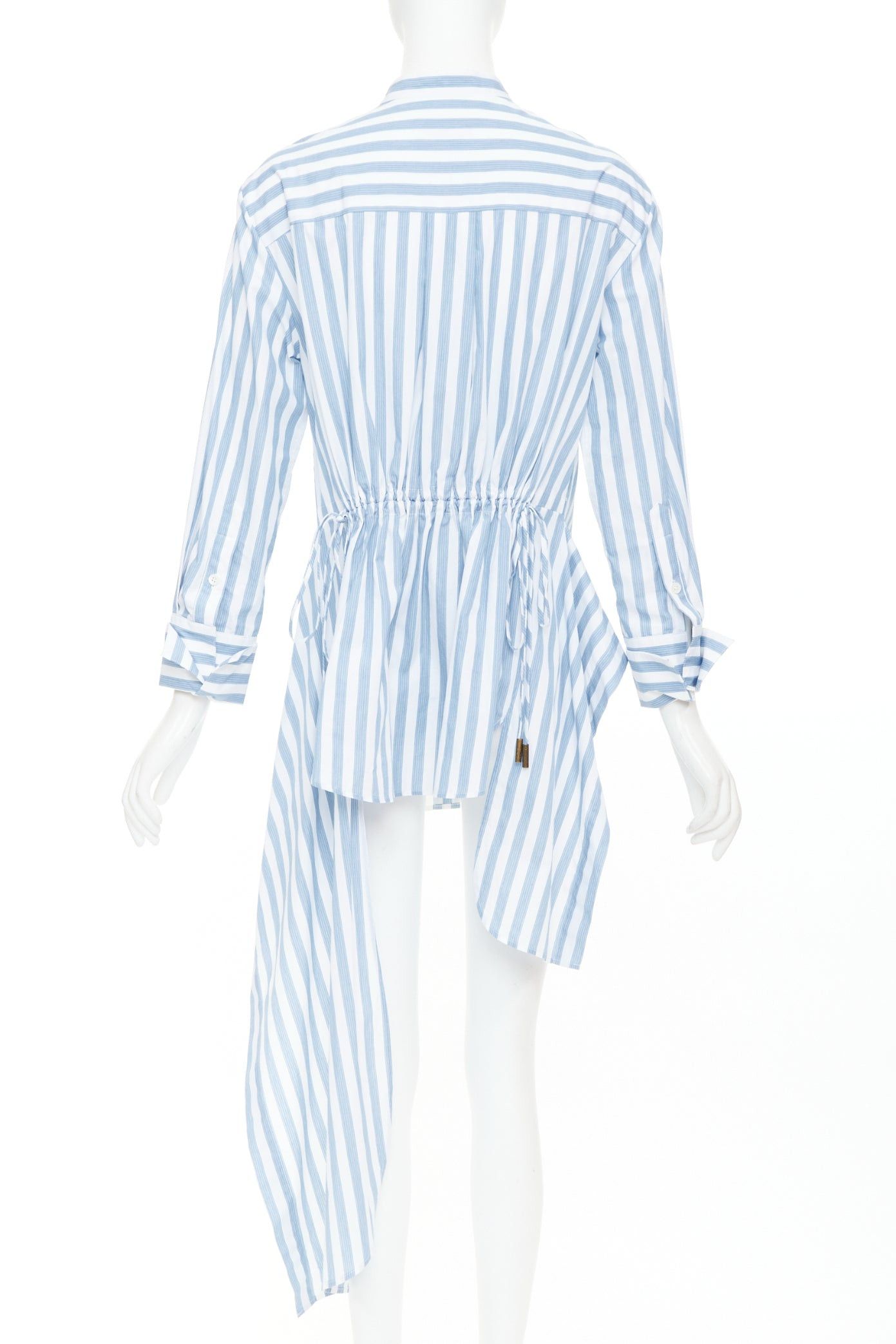 MONSE MONSE blue white striped cotton asymmetric hem draped dress shirt US0 XS Size XS / US 0-2 / IT 36-38 - 2 Thumbnail