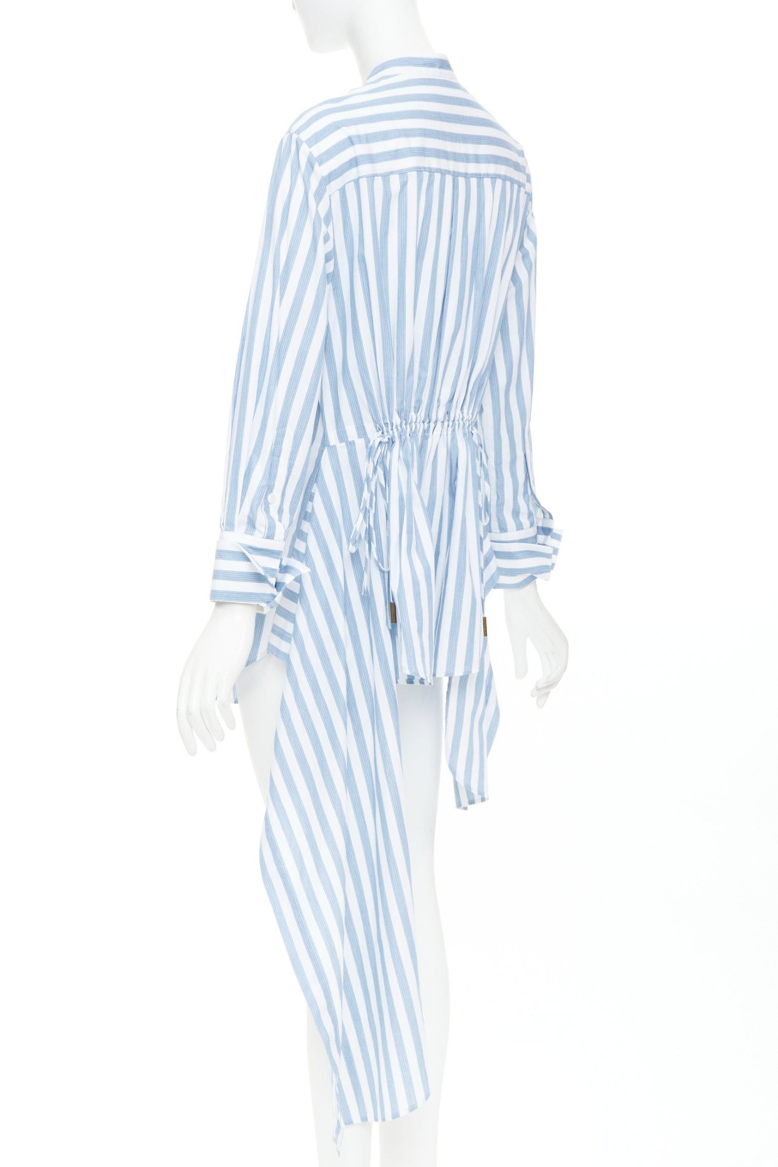 MONSE MONSE blue white striped cotton asymmetric hem draped dress shirt US0 XS Size XS / US 0-2 / IT 36-38 - 5 Thumbnail