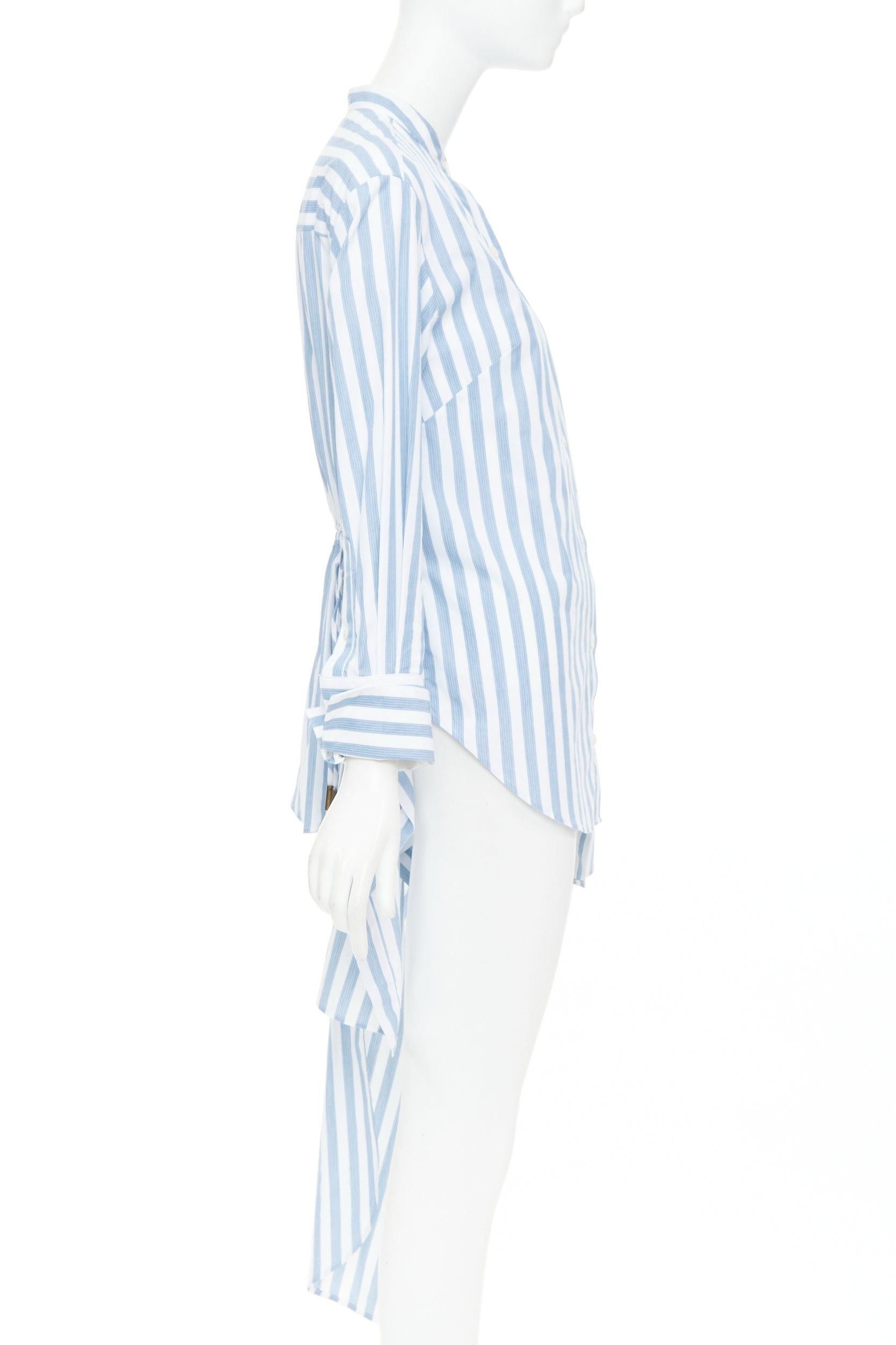 MONSE MONSE blue white striped cotton asymmetric hem draped dress shirt US0 XS Size XS / US 0-2 / IT 36-38 - 4 Thumbnail