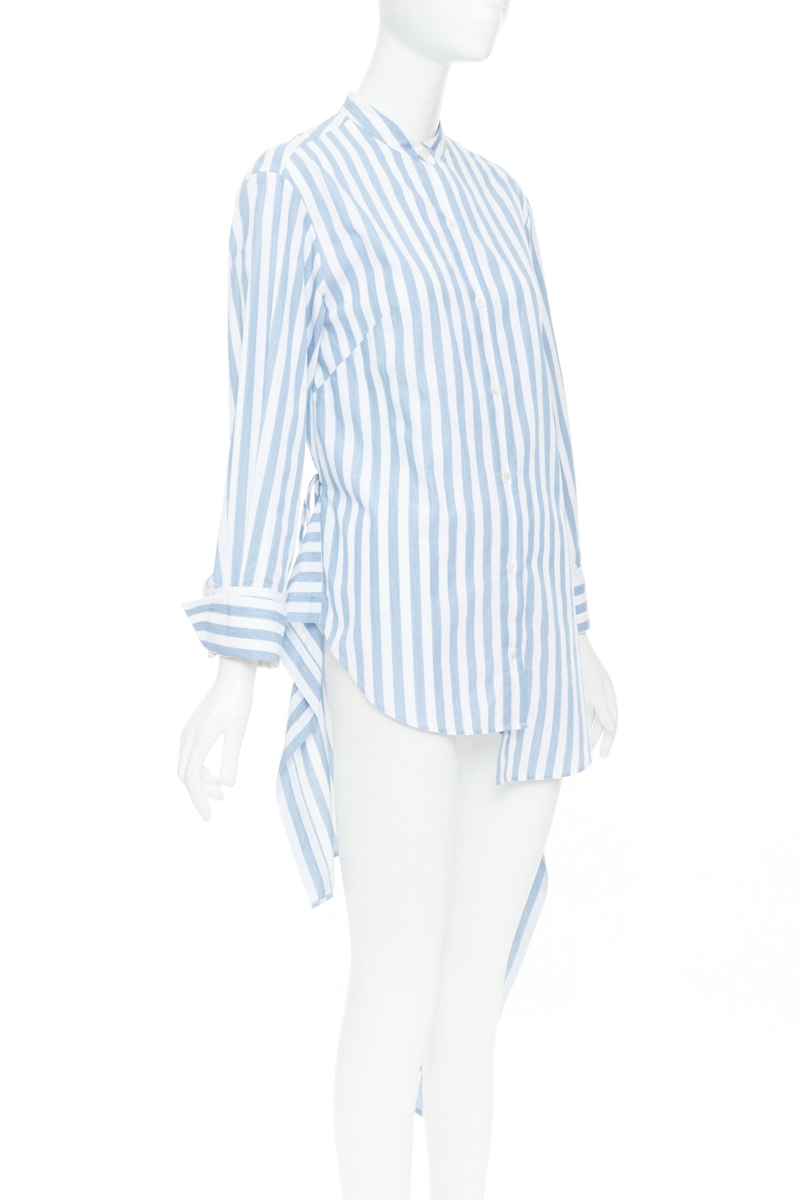 MONSE MONSE blue white striped cotton asymmetric hem draped dress shirt US0 XS Size XS / US 0-2 / IT 36-38 - 3 Thumbnail