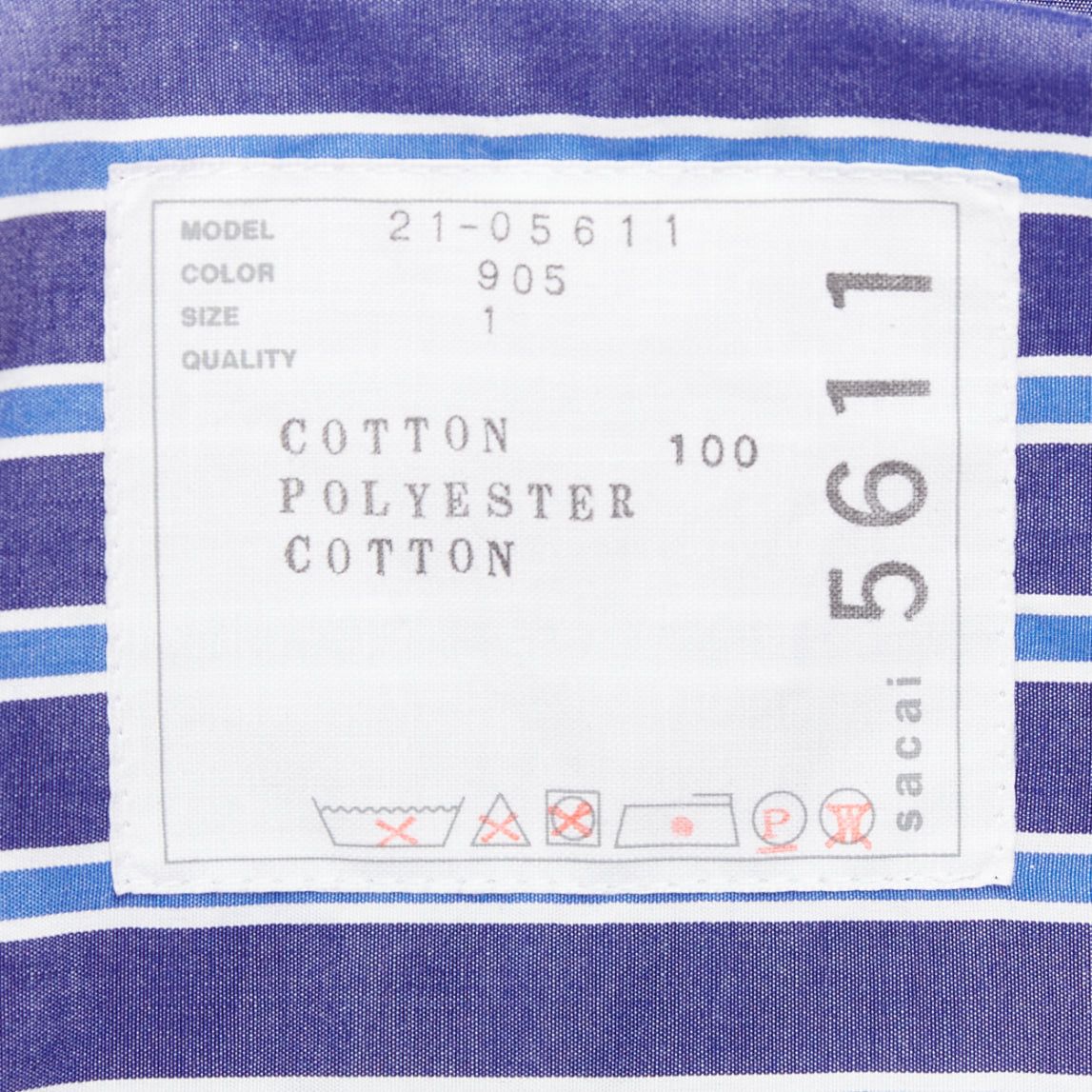 Sacai SACAI 2021 blue striped cotton bib collar sheer panel deconstructed shirt JP1 S Size M / US 6-8 / IT 42-44 - 8 Thumbnail