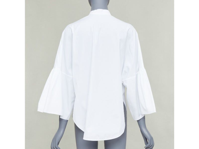 Valentino VALENTINO white cotton split collar flared sleeves popover blouse IT38 XS Size XS / US 0-2 / IT 36-38 - 5 Thumbnail