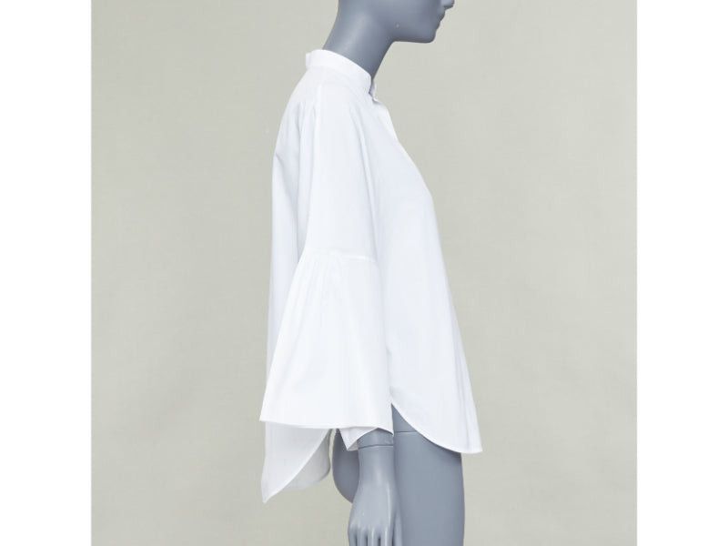 Valentino VALENTINO white cotton split collar flared sleeves popover blouse IT38 XS Size XS / US 0-2 / IT 36-38 - 4 Thumbnail