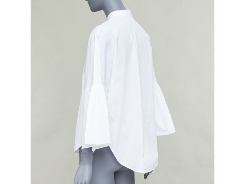 Valentino VALENTINO white cotton split collar flared sleeves popover blouse IT38 XS Size XS / US 0-2 / IT 36-38 - 6 Thumbnail