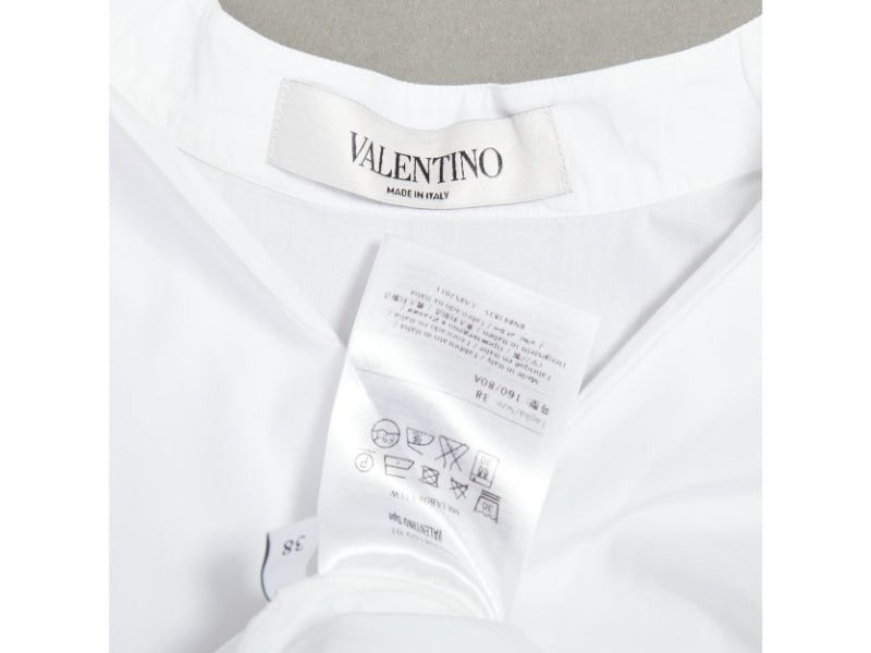 Valentino VALENTINO white cotton split collar flared sleeves popover blouse IT38 XS Size XS / US 0-2 / IT 36-38 - 8 Thumbnail