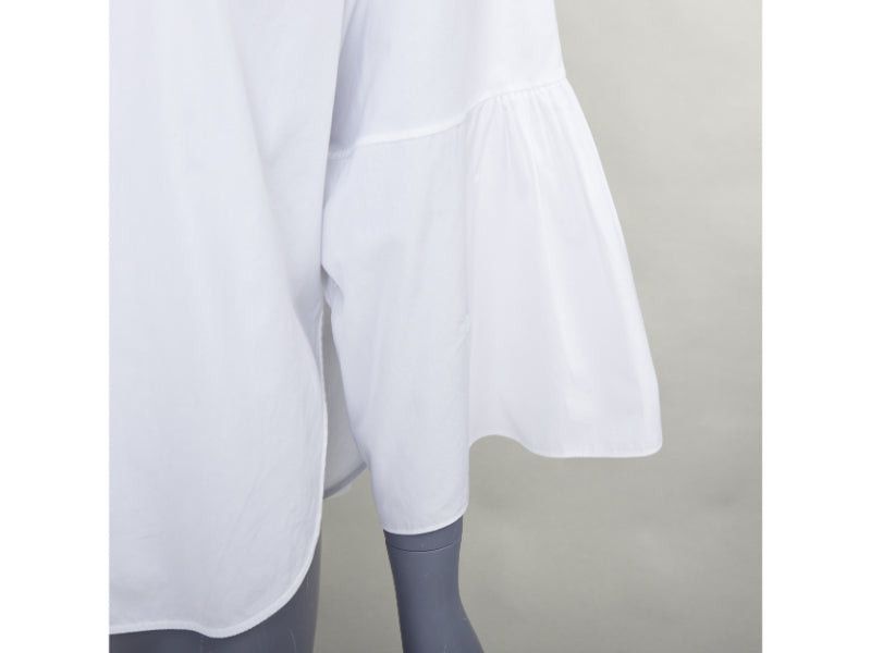 Valentino VALENTINO white cotton split collar flared sleeves popover blouse IT38 XS Size XS / US 0-2 / IT 36-38 - 2 Thumbnail