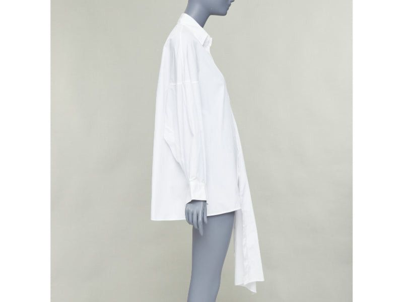 Yohji Yamamoto YOHJI YAMAMOTO white cotton oversized asymmetric high low hem shirt JP2 M Size M / US 6-8 / IT 42-44 - 4 Thumbnail