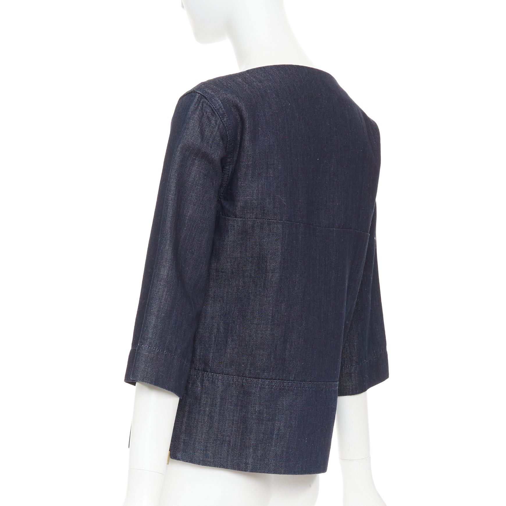 Marni MARNI indigo denim cotton linen square bateau neck zipper boxy top IT38 XS Size XS / US 0-2 / IT 36-38 - 6 Thumbnail