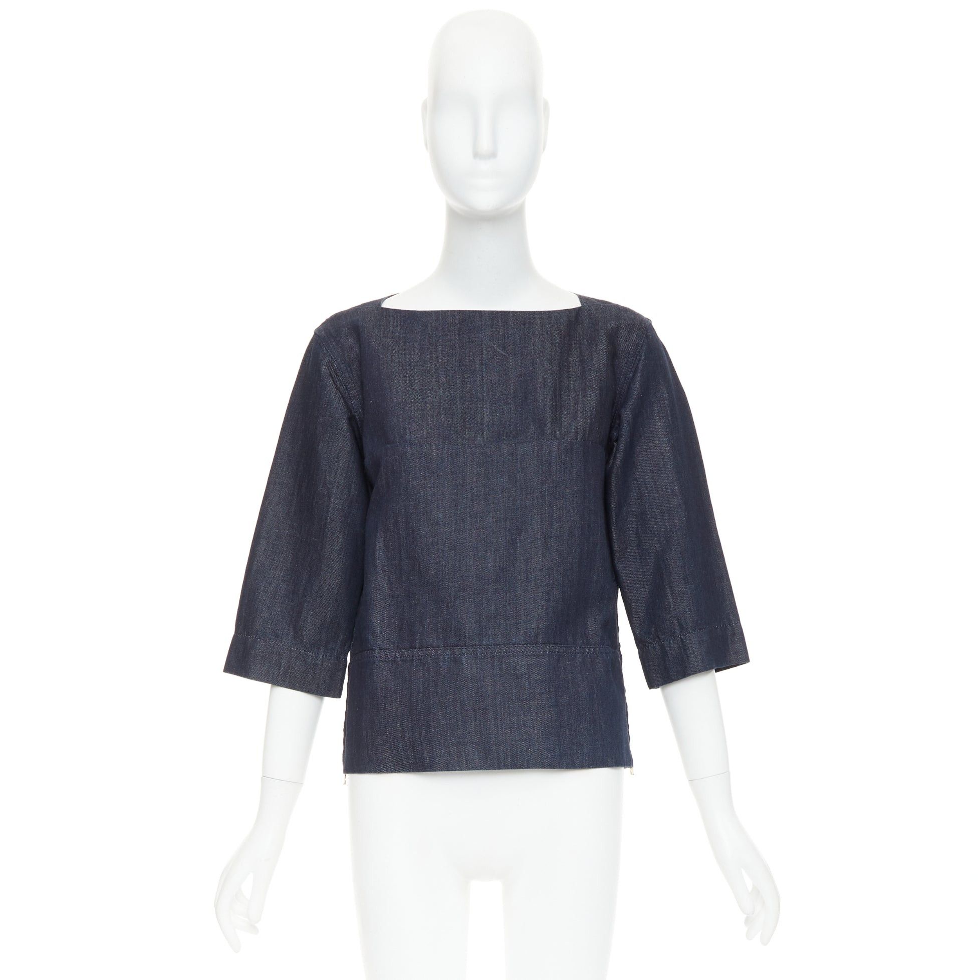 Marni MARNI indigo denim cotton linen square bateau neck zipper boxy top IT38 XS Size XS / US 0-2 / IT 36-38 - 9 Thumbnail