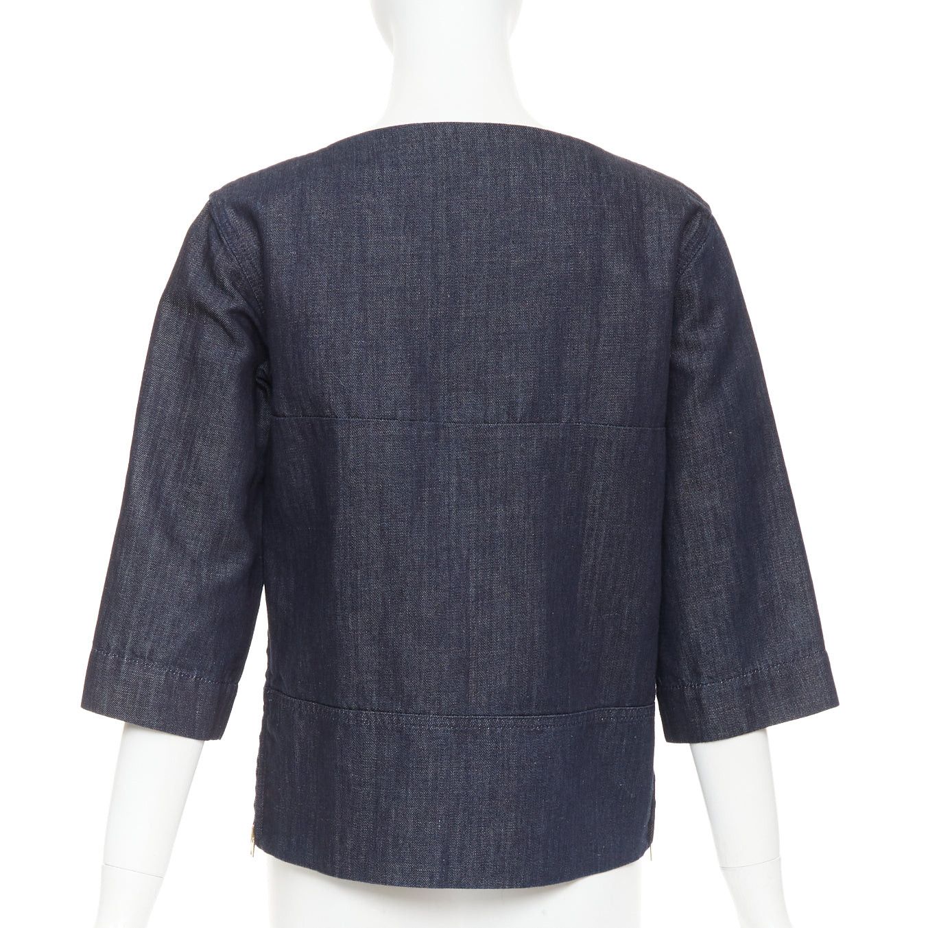 Marni MARNI indigo denim cotton linen square bateau neck zipper boxy top IT38 XS Size XS / US 0-2 / IT 36-38 - 5 Thumbnail