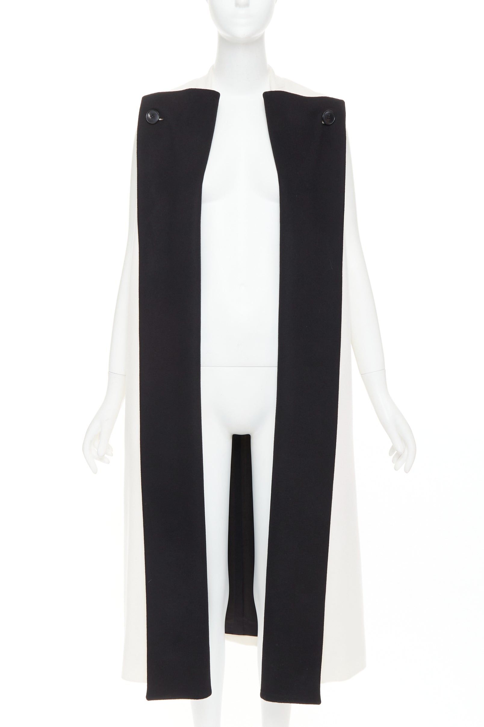 Dior CHRISTIAN DIOR black cream double cashmere bicolor silk lined coat vest FR36 S Size S / US 4 / IT 40 - 3 Thumbnail