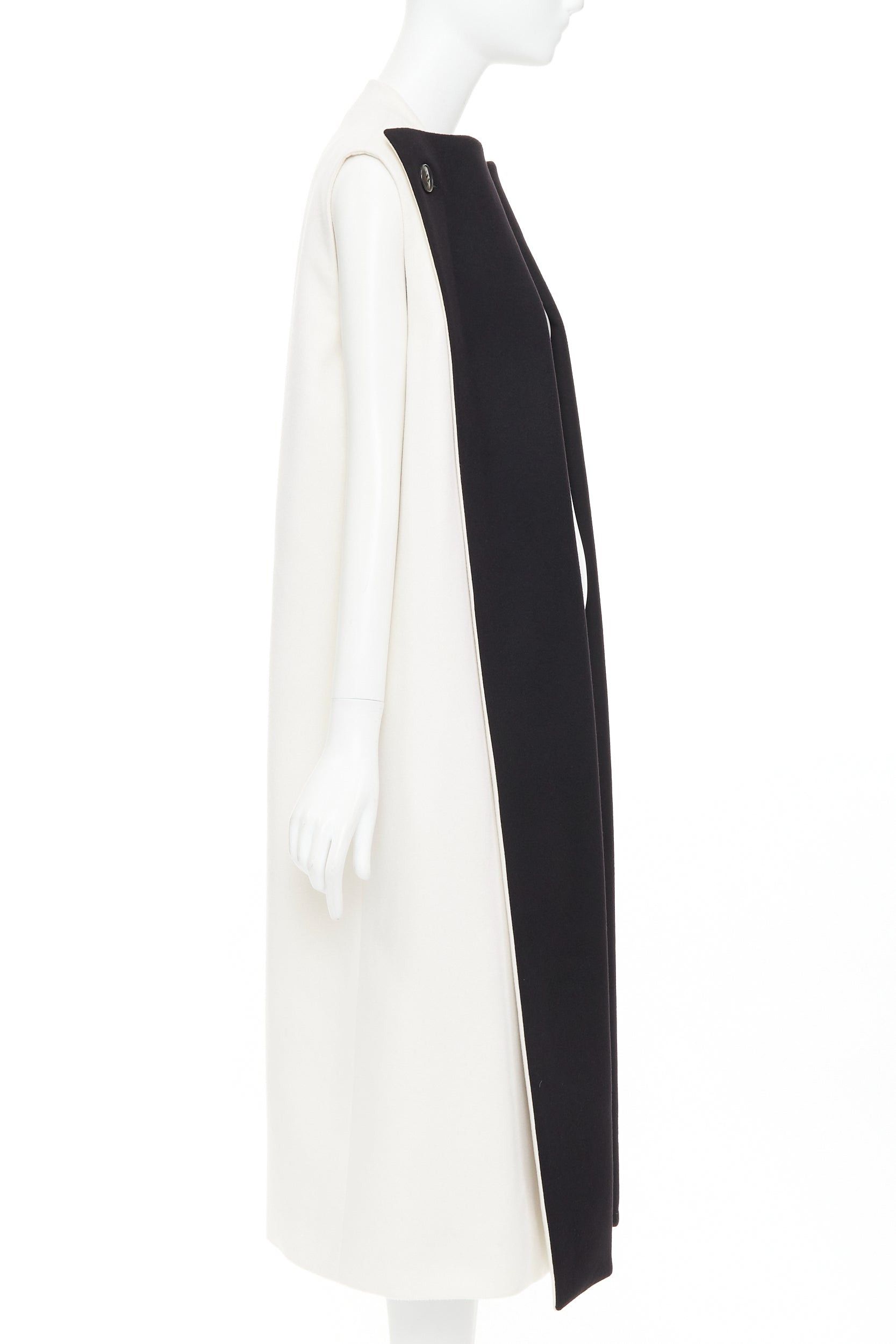 Dior CHRISTIAN DIOR black cream double cashmere bicolor silk lined coat vest FR36 S Size S / US 4 / IT 40 - 4 Thumbnail