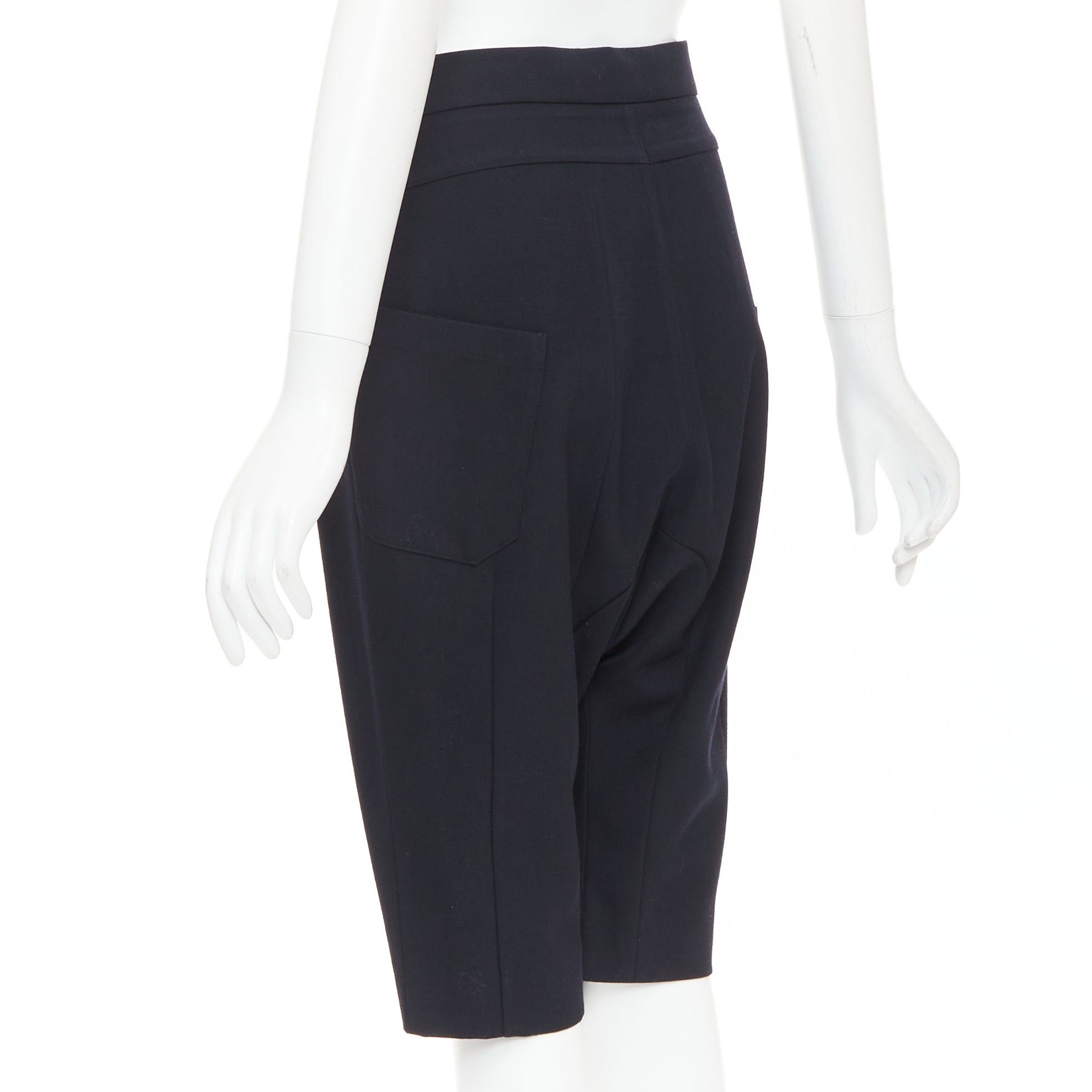 Marni MARNI black 100% virgin wool drop crotch harem knee shorts IT38 XS Size 26" / US 2 / IT 38 - 5 Thumbnail