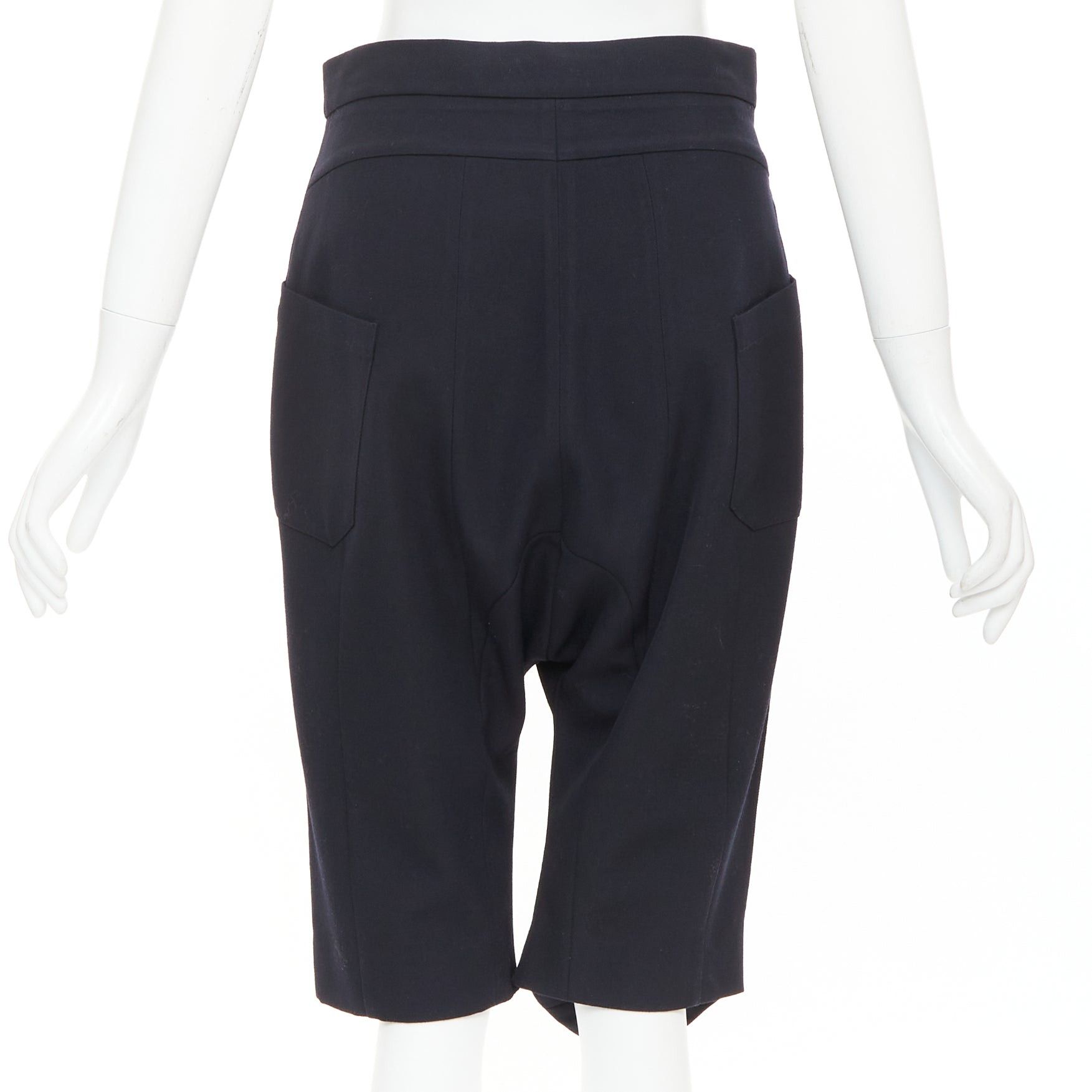 Marni MARNI black 100% virgin wool drop crotch harem knee shorts IT38 XS Size 26" / US 2 / IT 38 - 4 Thumbnail
