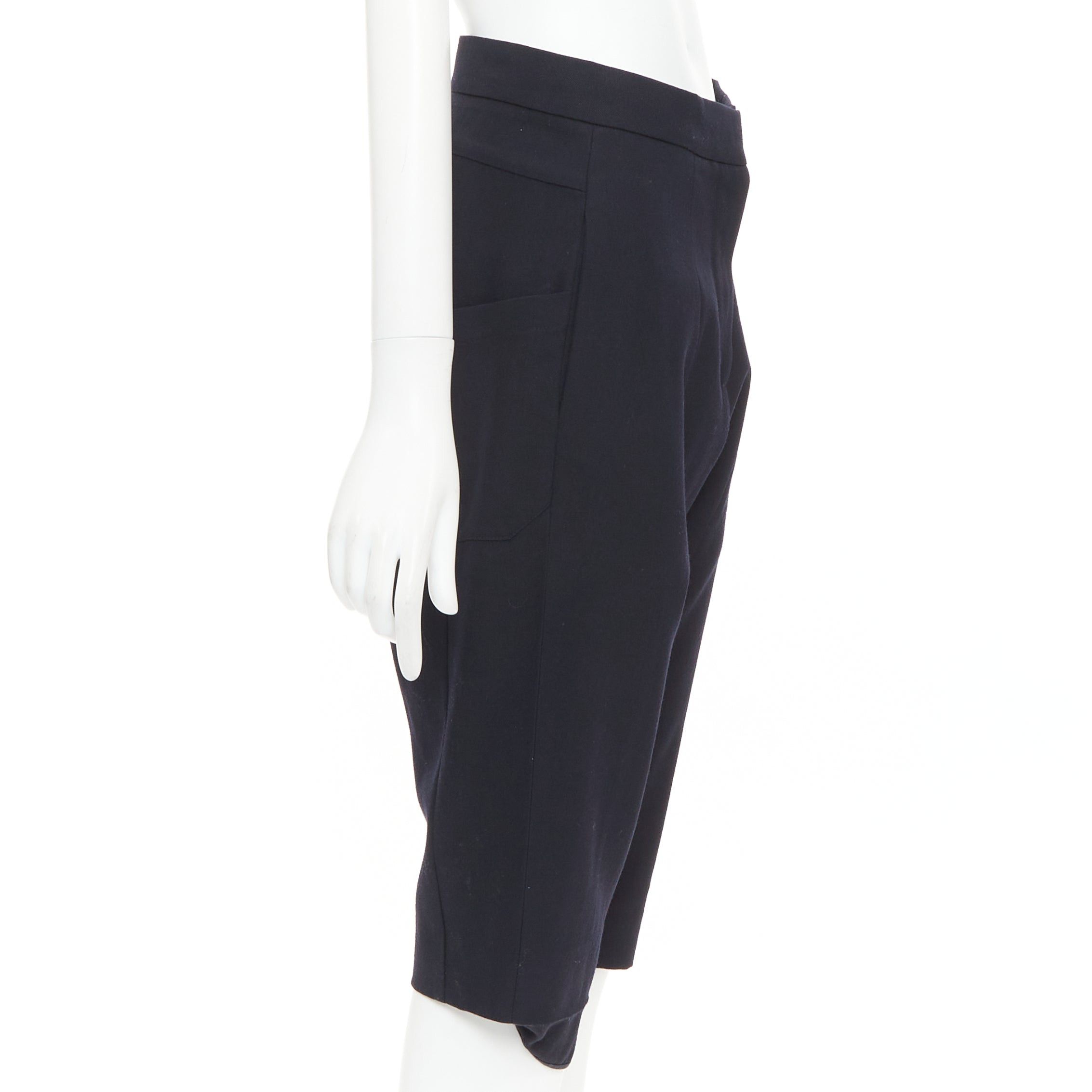 Marni MARNI black 100% virgin wool drop crotch harem knee shorts IT38 XS Size 26" / US 2 / IT 38 - 3 Thumbnail