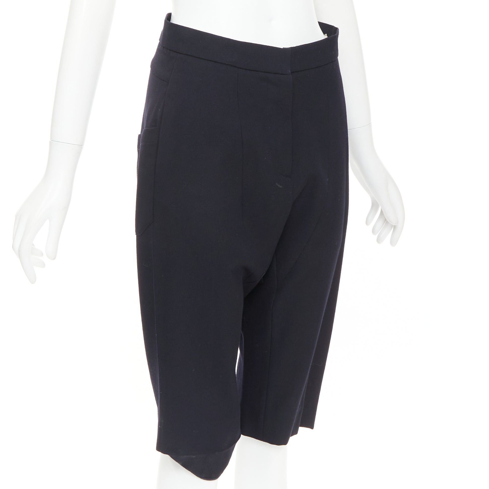 Marni MARNI black 100% virgin wool drop crotch harem knee shorts IT38 XS Size 26" / US 2 / IT 38 - 2 Thumbnail