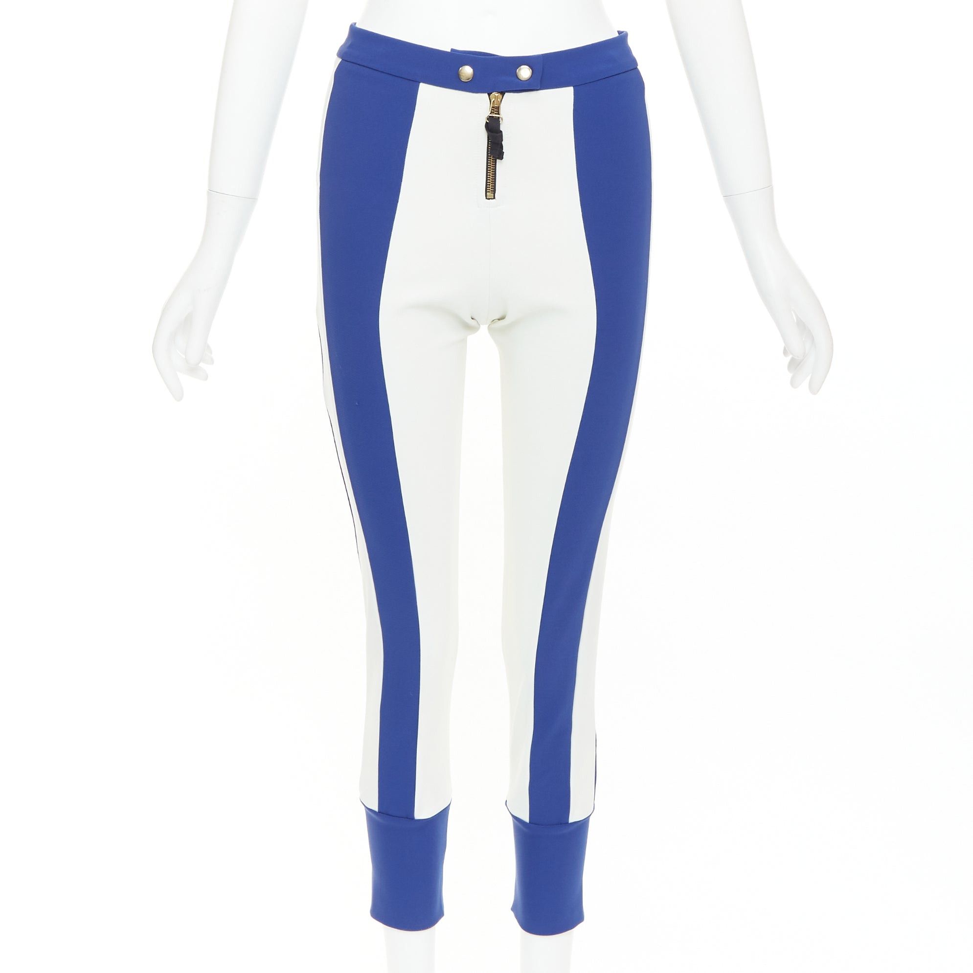 Marni MARNI 2012 electric blue cream stretchy cropped riding pants IT40 S Size 27" / US 4 / IT 40 - 3 Thumbnail