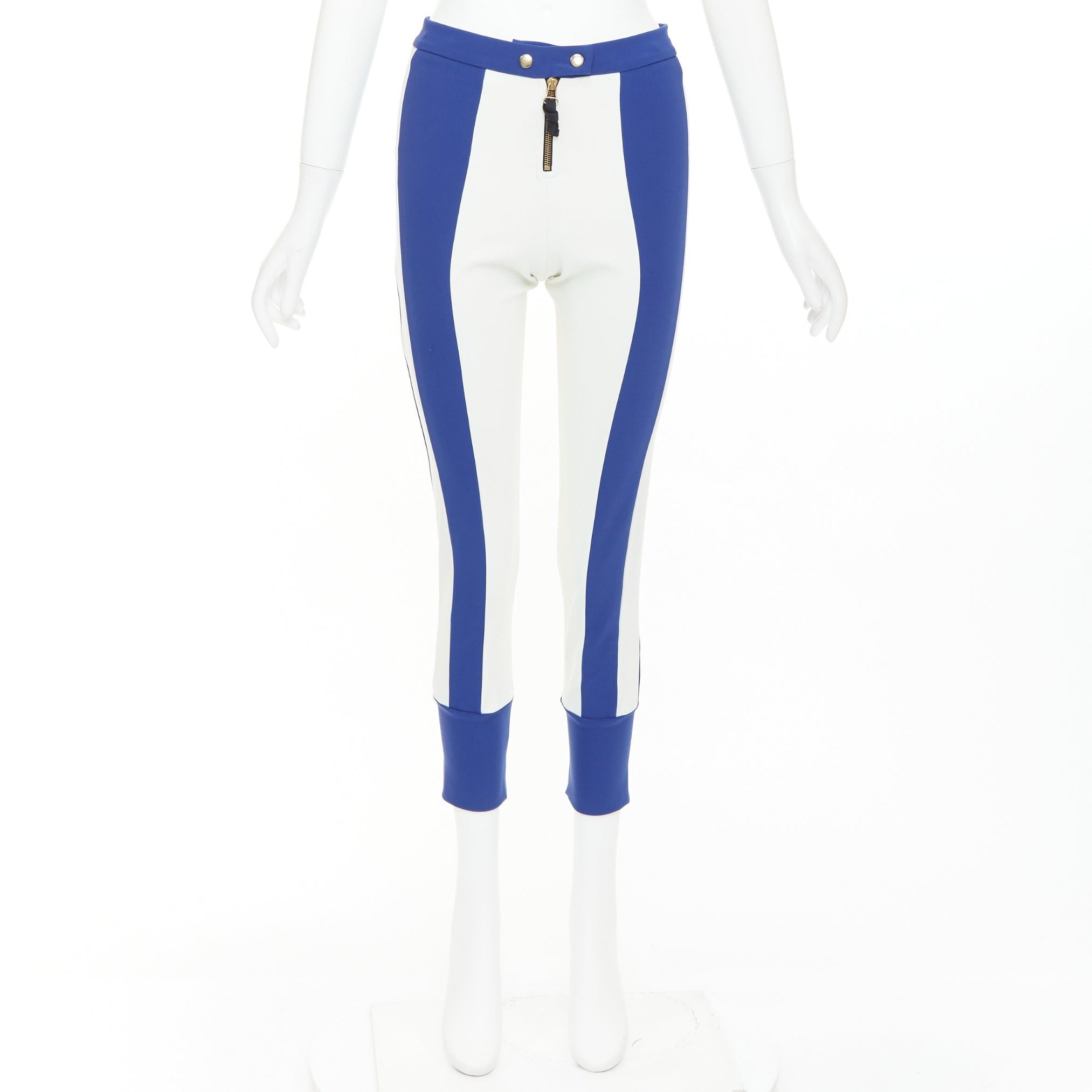 Marni MARNI 2012 electric blue cream stretchy cropped riding pants IT40 S Size 27" / US 4 / IT 40 - 9 Thumbnail