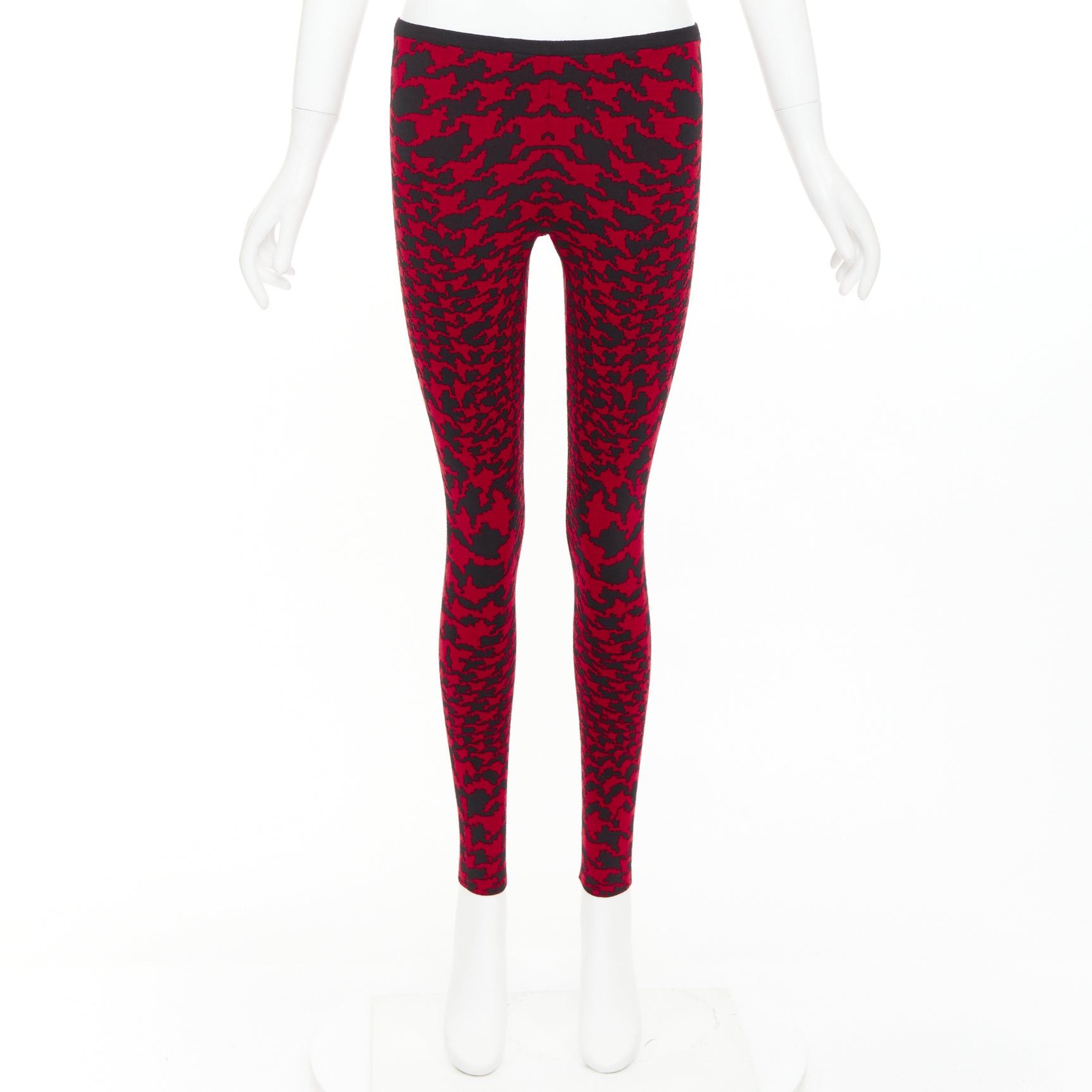 Alexander McQueen ALEXANDER MCQUEEN Vintage 2009 Horn Plenty red black houndstooth wool knit leggings XS Size 27" / US 4 / IT 40 - 9 Thumbnail