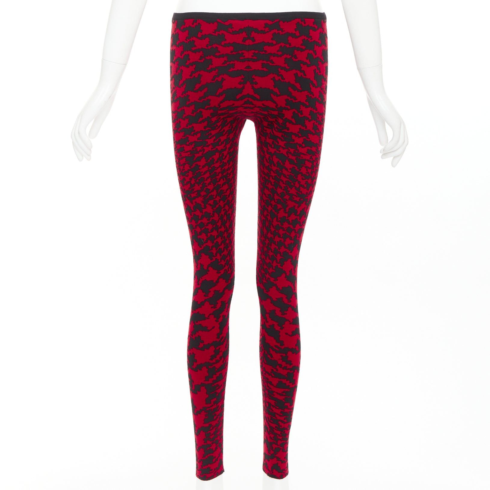 Alexander McQueen ALEXANDER MCQUEEN Vintage 2009 Horn Plenty red black houndstooth wool knit leggings XS Size 27" / US 4 / IT 40 - 5 Thumbnail