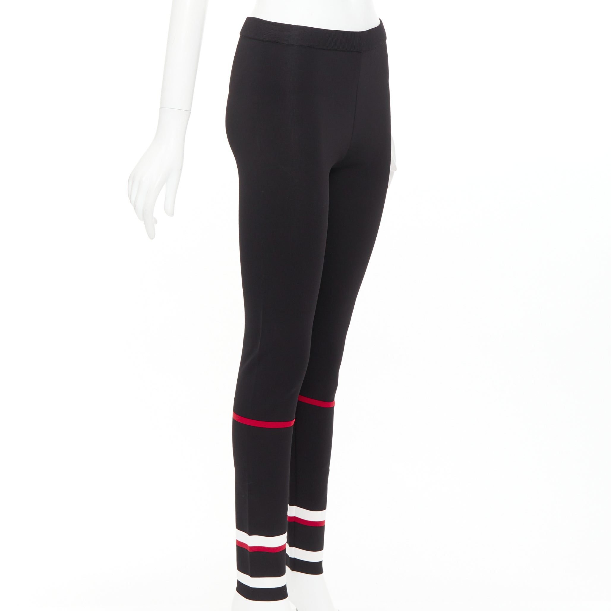 Givenchy GIVENCHY black red white striped hem viscose knit legging pants XS Size 27" / US 4 / IT 40 - 3 Thumbnail