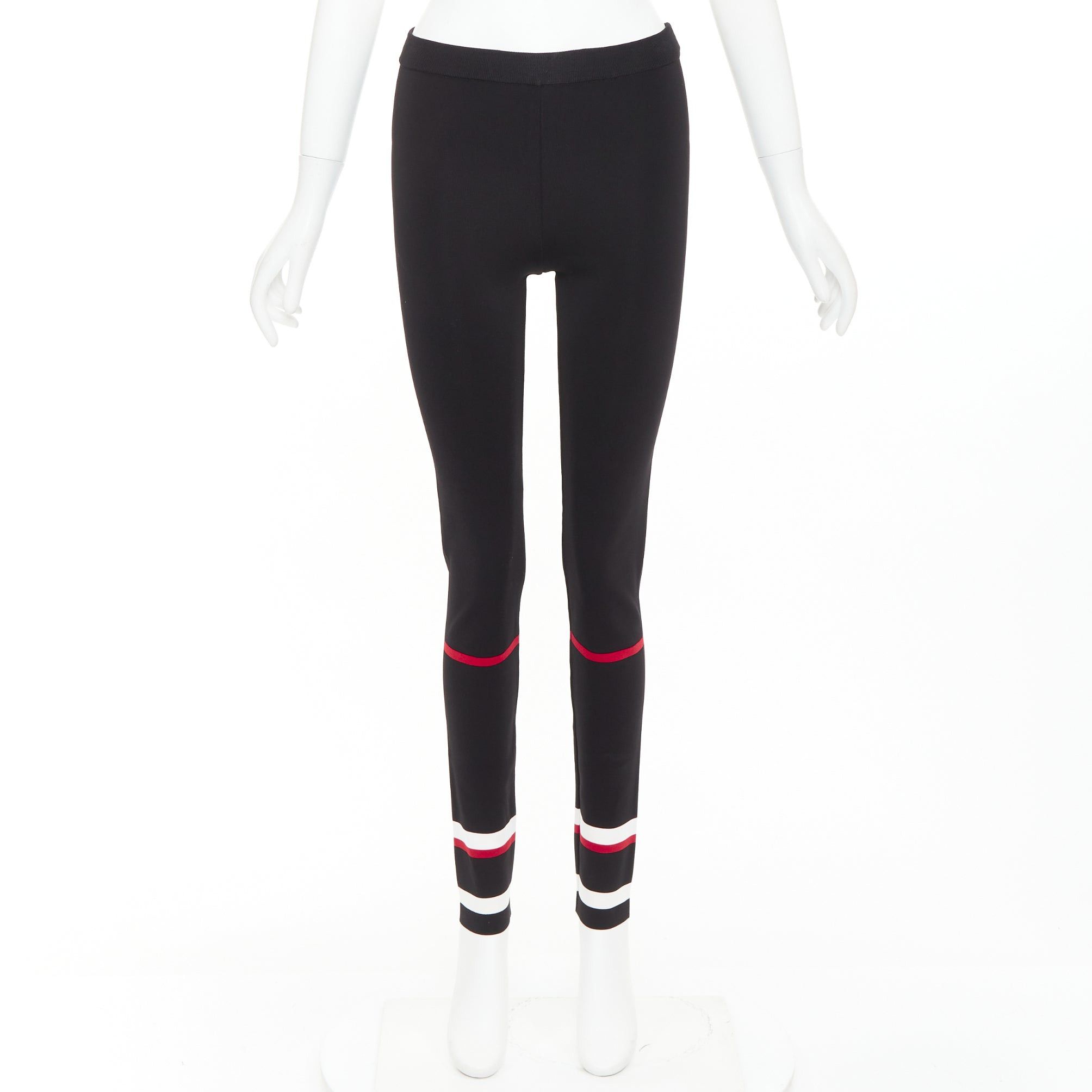 Givenchy GIVENCHY black red white striped hem viscose knit legging pants XS Size 27" / US 4 / IT 40 - 9 Thumbnail
