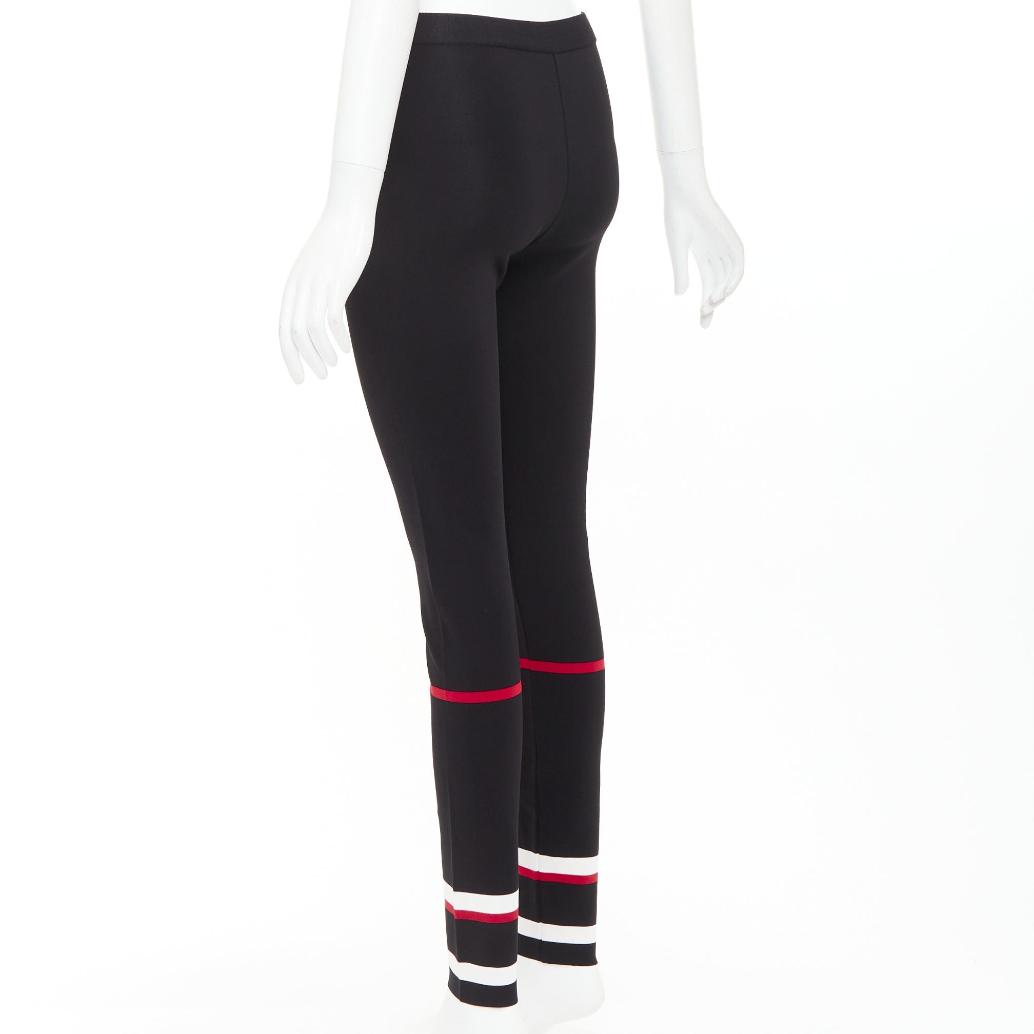 Givenchy GIVENCHY black red white striped hem viscose knit legging pants XS Size 27" / US 4 / IT 40 - 6 Thumbnail