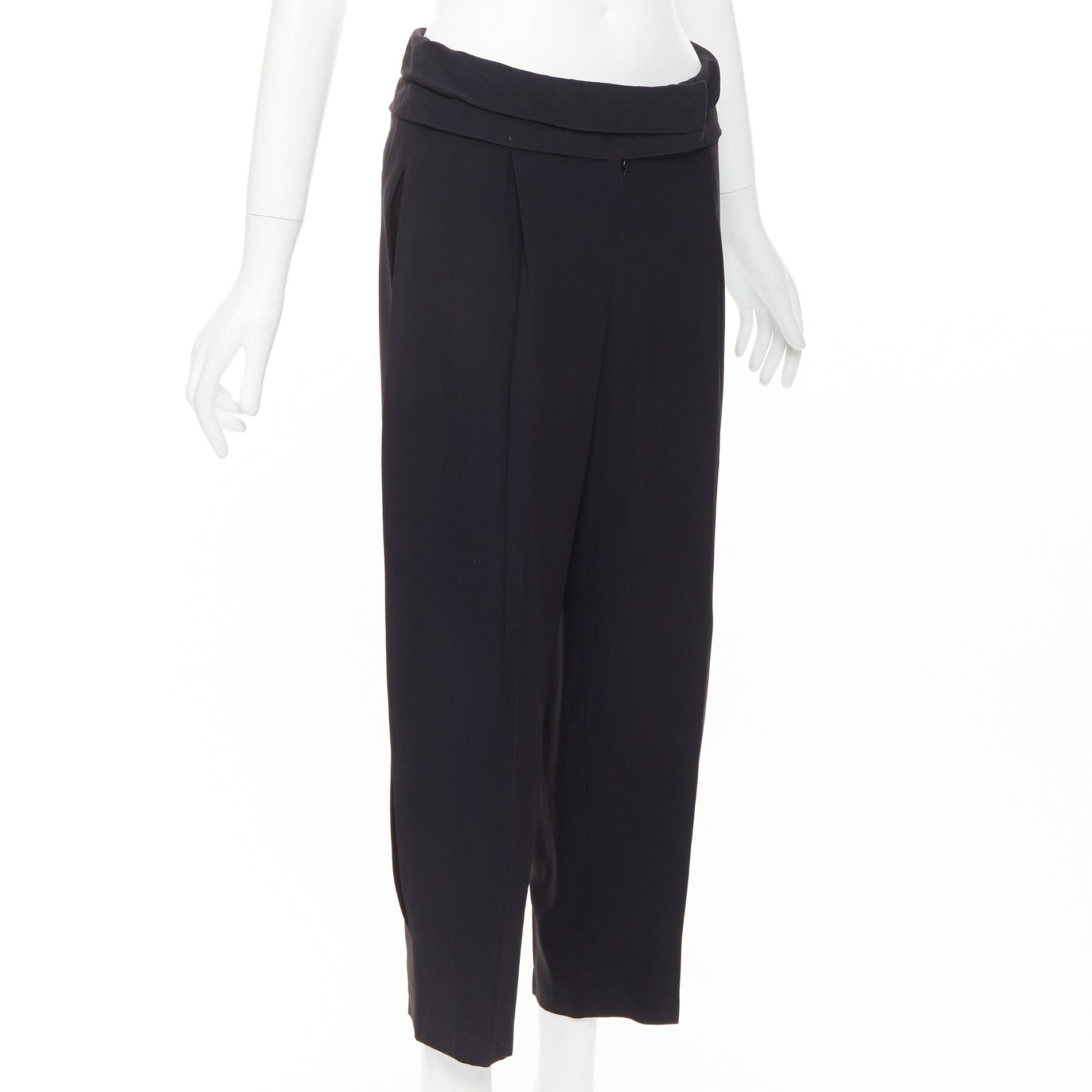 Alexander McQueen ALEXANDER MCQUEEN black cummerbund waistband tapered cropped trousers IT40 S Size 27" / US 4 / IT 40 - 3 Thumbnail
