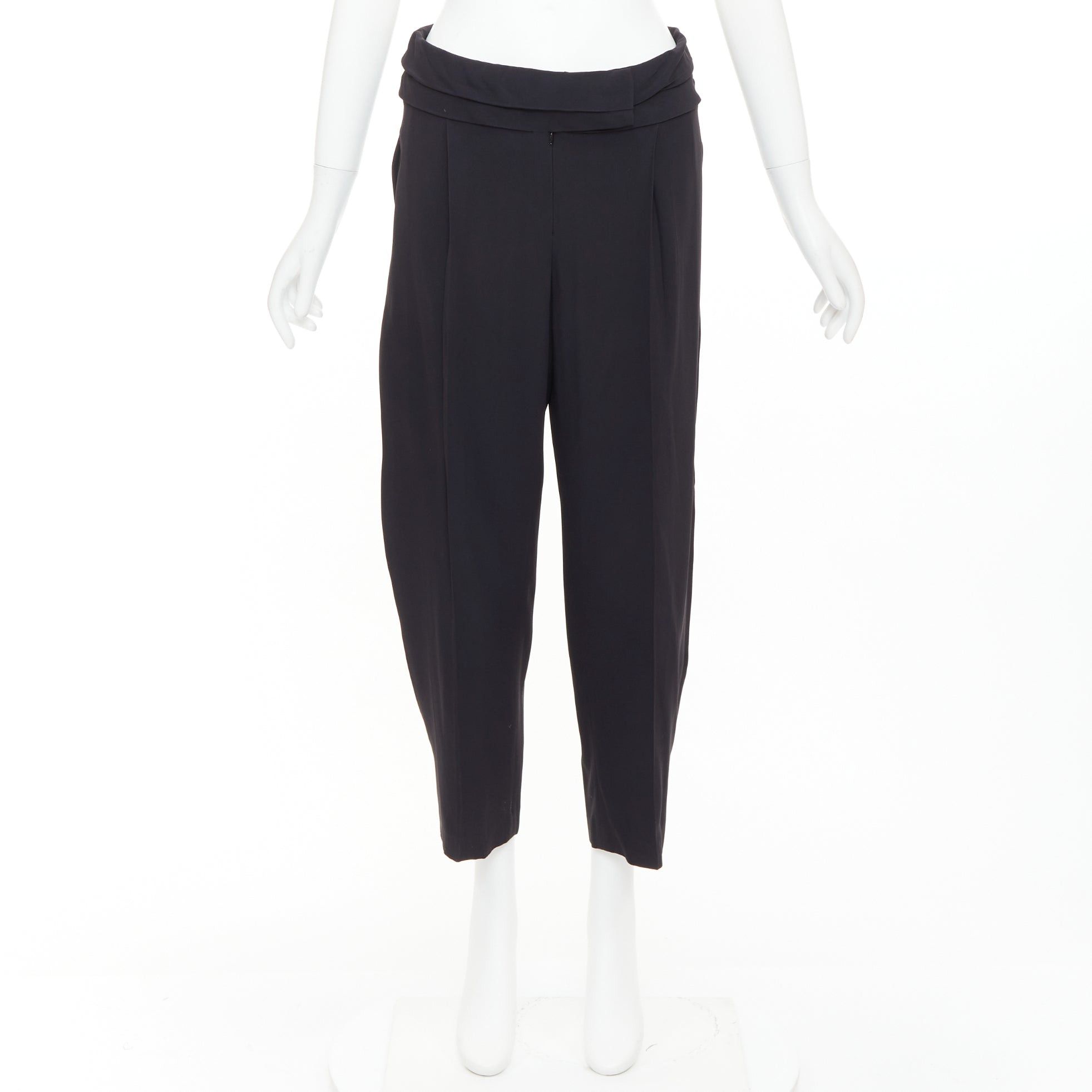 Alexander McQueen ALEXANDER MCQUEEN black cummerbund waistband tapered cropped trousers IT40 S Size 27" / US 4 / IT 40 - 9 Thumbnail