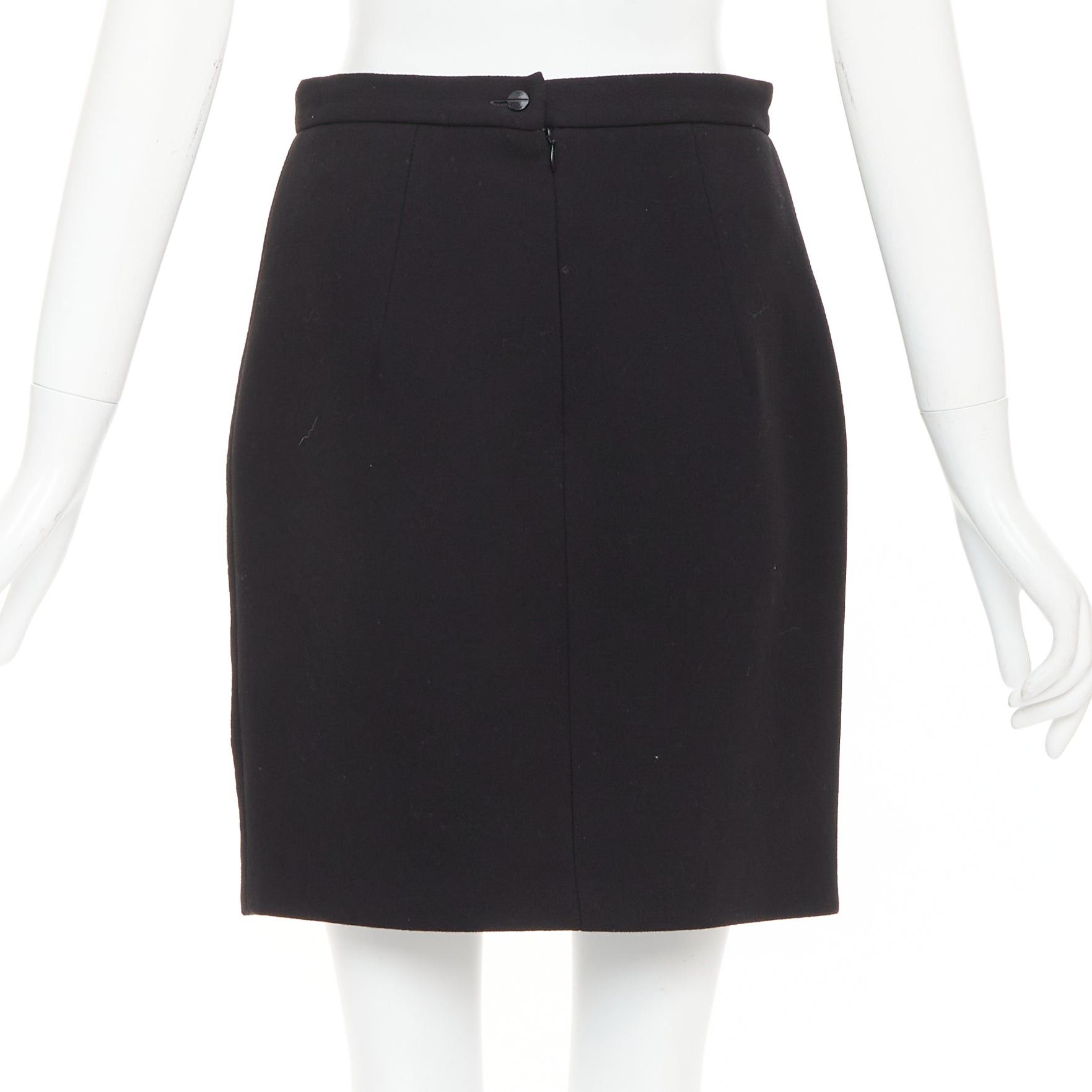 Peter Pilotto PETER PILOTTO black virgin wool red purple mother of pearl embellished skirt UK10 M Size 28" / US 6 / IT 42 - 5 Thumbnail