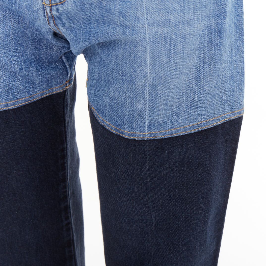 Peter Do PETER DO 2021 two-tone blue denim high waist fray straight jeans FR36 S Size 27" / US 4 / IT 40 - 7 Thumbnail