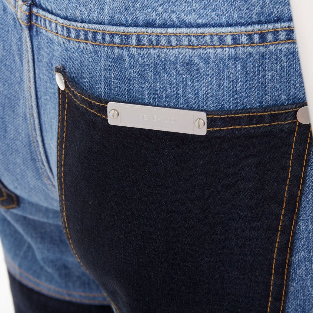Peter Do PETER DO 2021 two-tone blue denim high waist fray straight jeans FR36 S Size 27" / US 4 / IT 40 - 2 Thumbnail