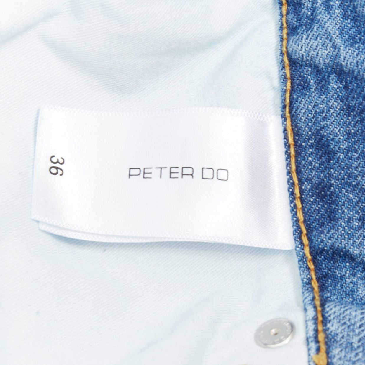 Peter Do PETER DO 2021 two-tone blue denim high waist fray straight jeans FR36 S Size 27" / US 4 / IT 40 - 8 Thumbnail