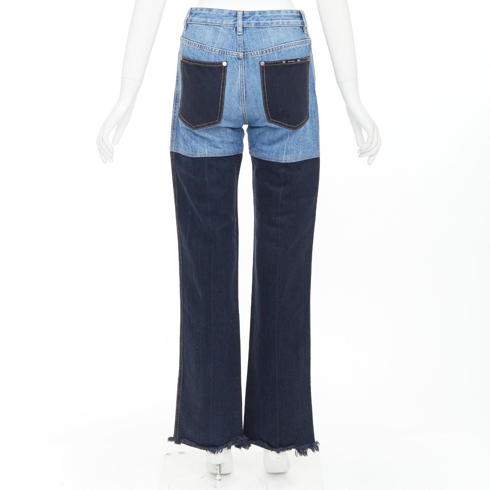Peter Do PETER DO 2021 two-tone blue denim high waist fray straight jeans FR36 S Size 27" / US 4 / IT 40 - 5 Thumbnail