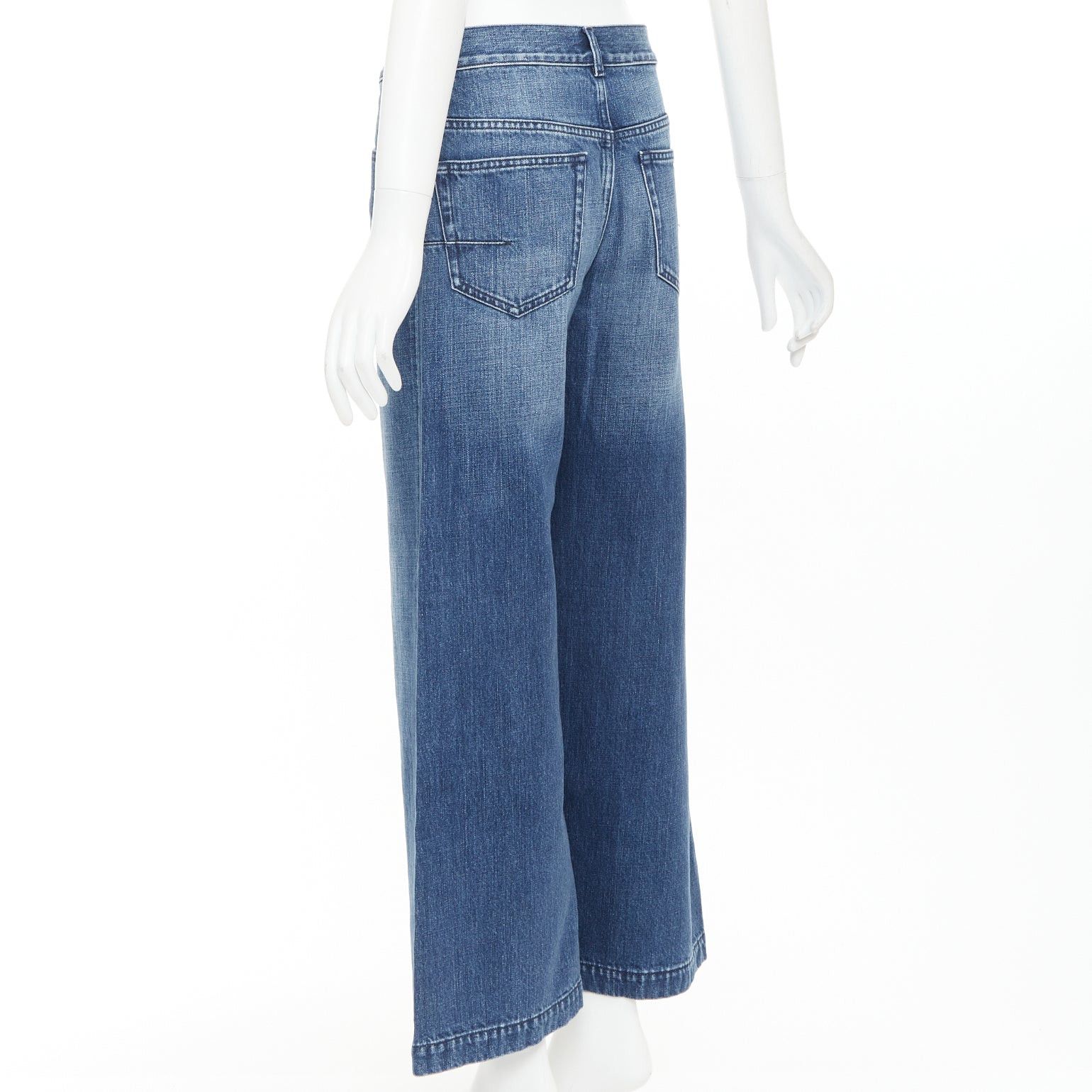 Dior CHRISTIAN DIOR blue cotton darted pockets wide leg denim cropped jeans FR36 S Size 27" / US 4 / IT 40 - 6 Thumbnail
