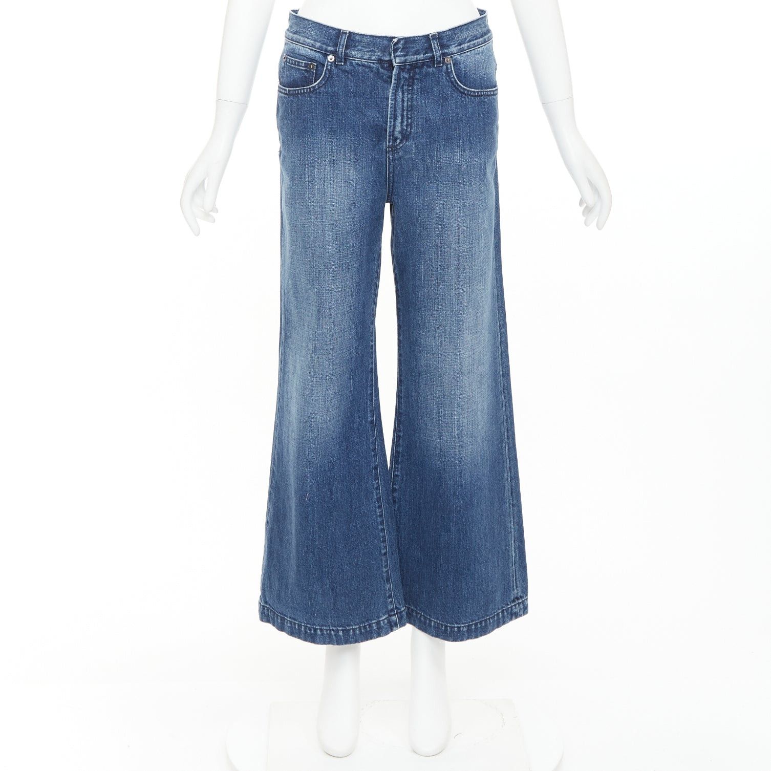 Dior CHRISTIAN DIOR blue cotton darted pockets wide leg denim cropped jeans FR36 S Size 27" / US 4 / IT 40 - 9 Thumbnail