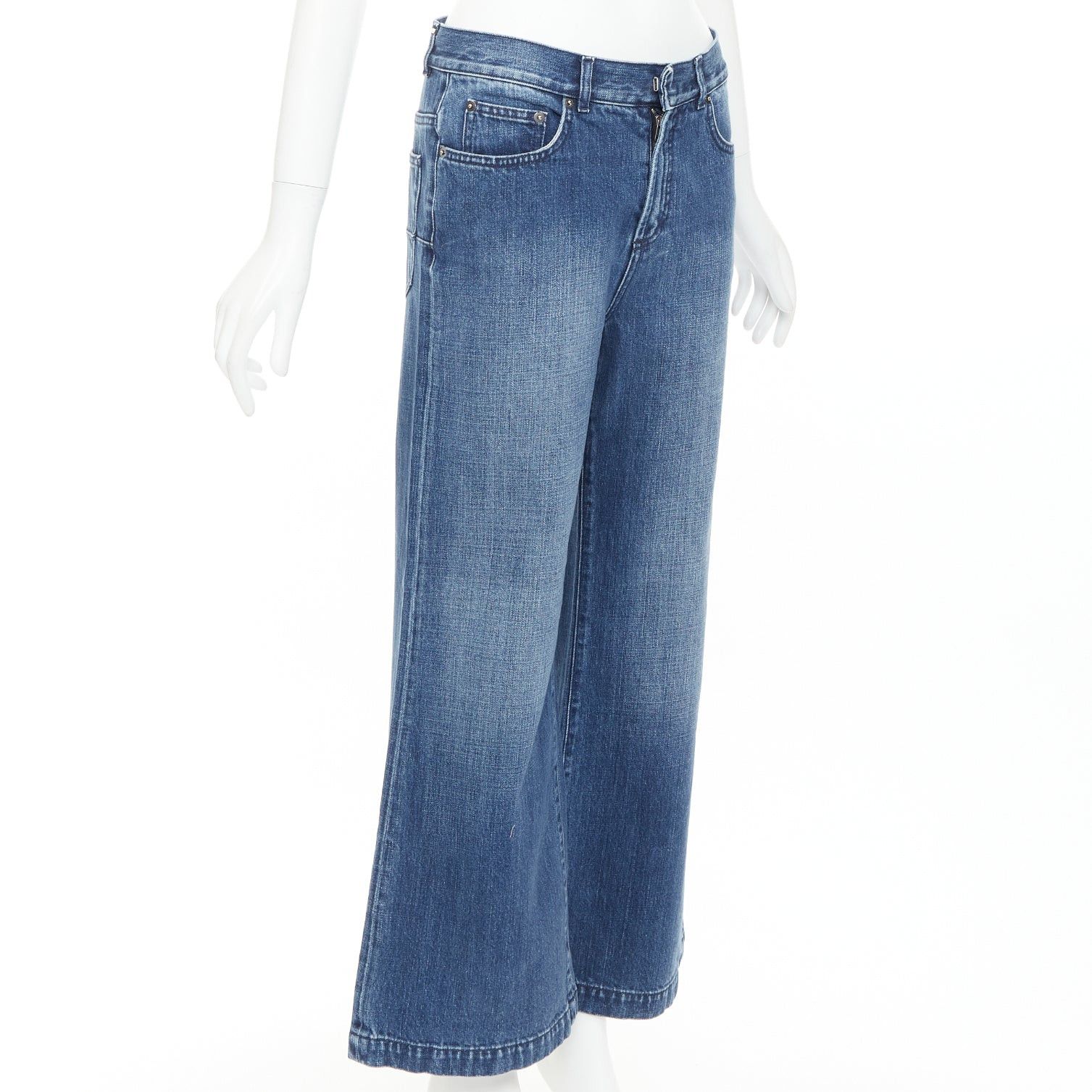Dior CHRISTIAN DIOR blue cotton darted pockets wide leg denim cropped jeans FR36 S Size 27" / US 4 / IT 40 - 3 Thumbnail