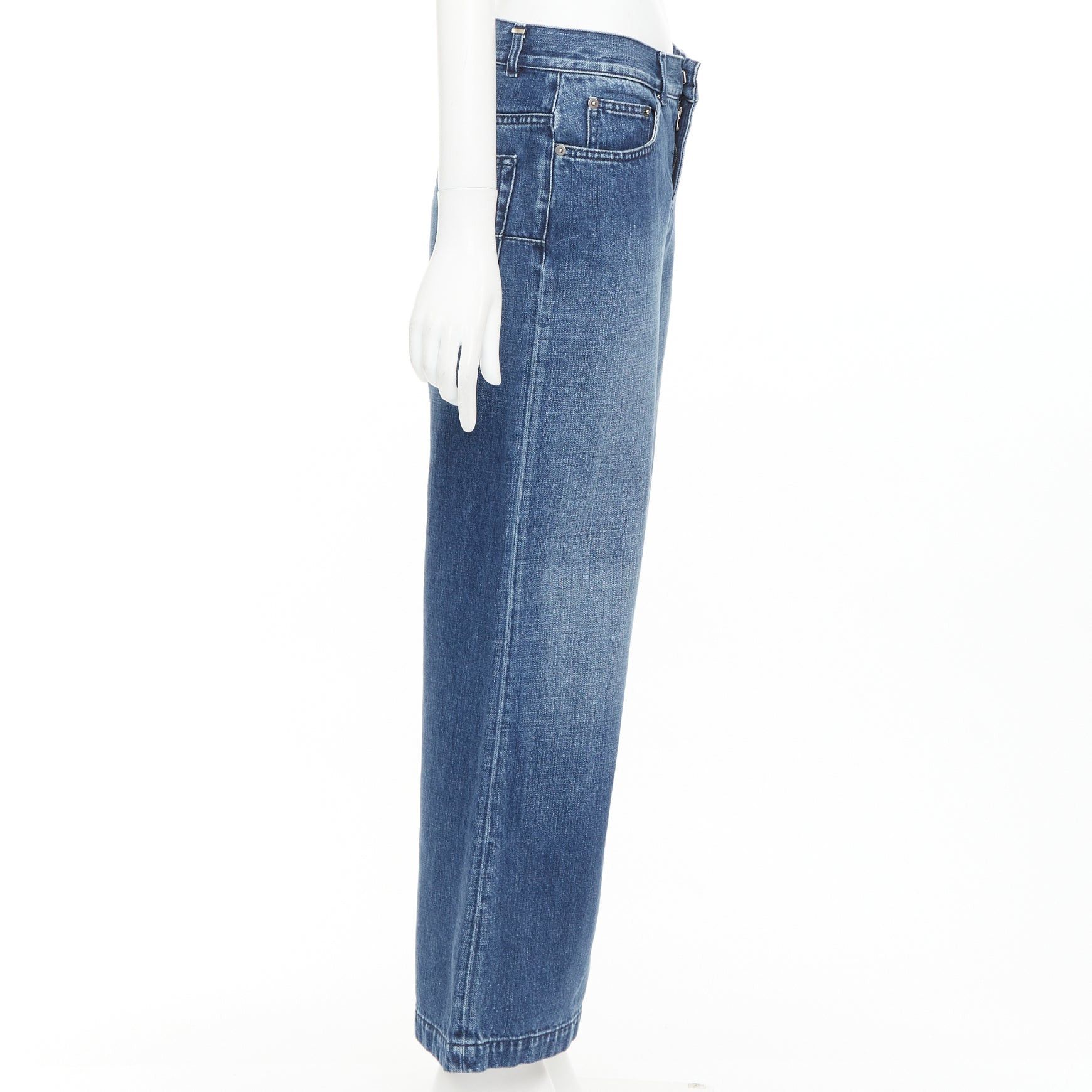 Dior CHRISTIAN DIOR blue cotton darted pockets wide leg denim cropped jeans FR36 S Size 27" / US 4 / IT 40 - 4 Thumbnail