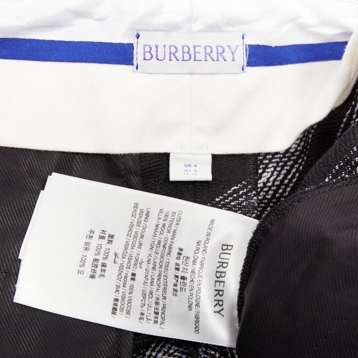 Burberry BURBERRY Daniel Lee black grey House check wool wide leg parachute pants IT34 XXS Size 24" / US 00 / IT 34 - 8 Thumbnail