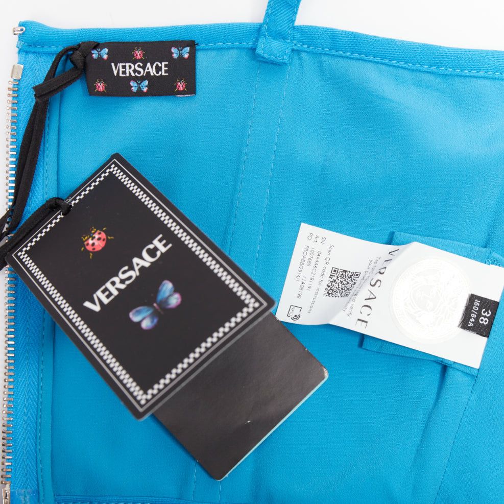 Versace new VERSACE Medusa '95 Mediterranean Blue monogram boned silver buckle crop top IT38 XS Size XS / US 0-2 / IT 36-38 - 8 Thumbnail