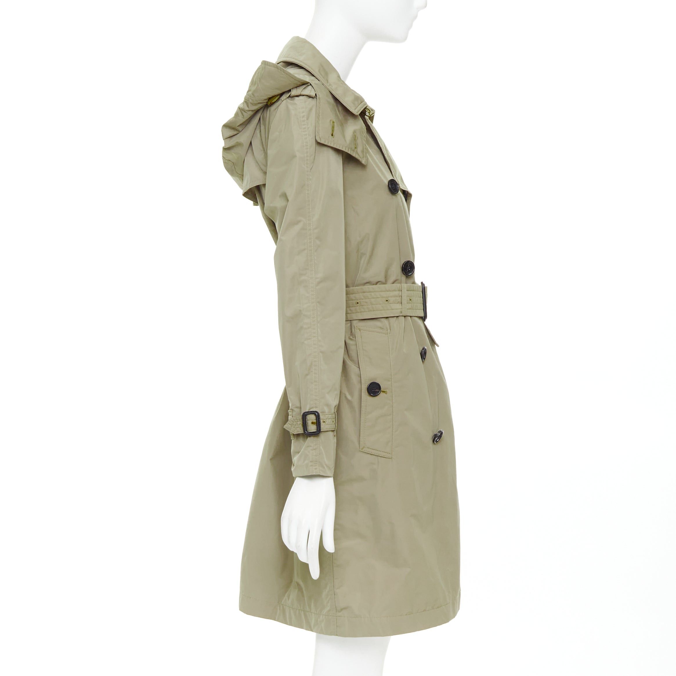 Burberry BURBERRY Amberford beige nylon tafetta House Check lined hooded trench coat IT38 XS Size S / US 4 / IT 40 - 5 Thumbnail