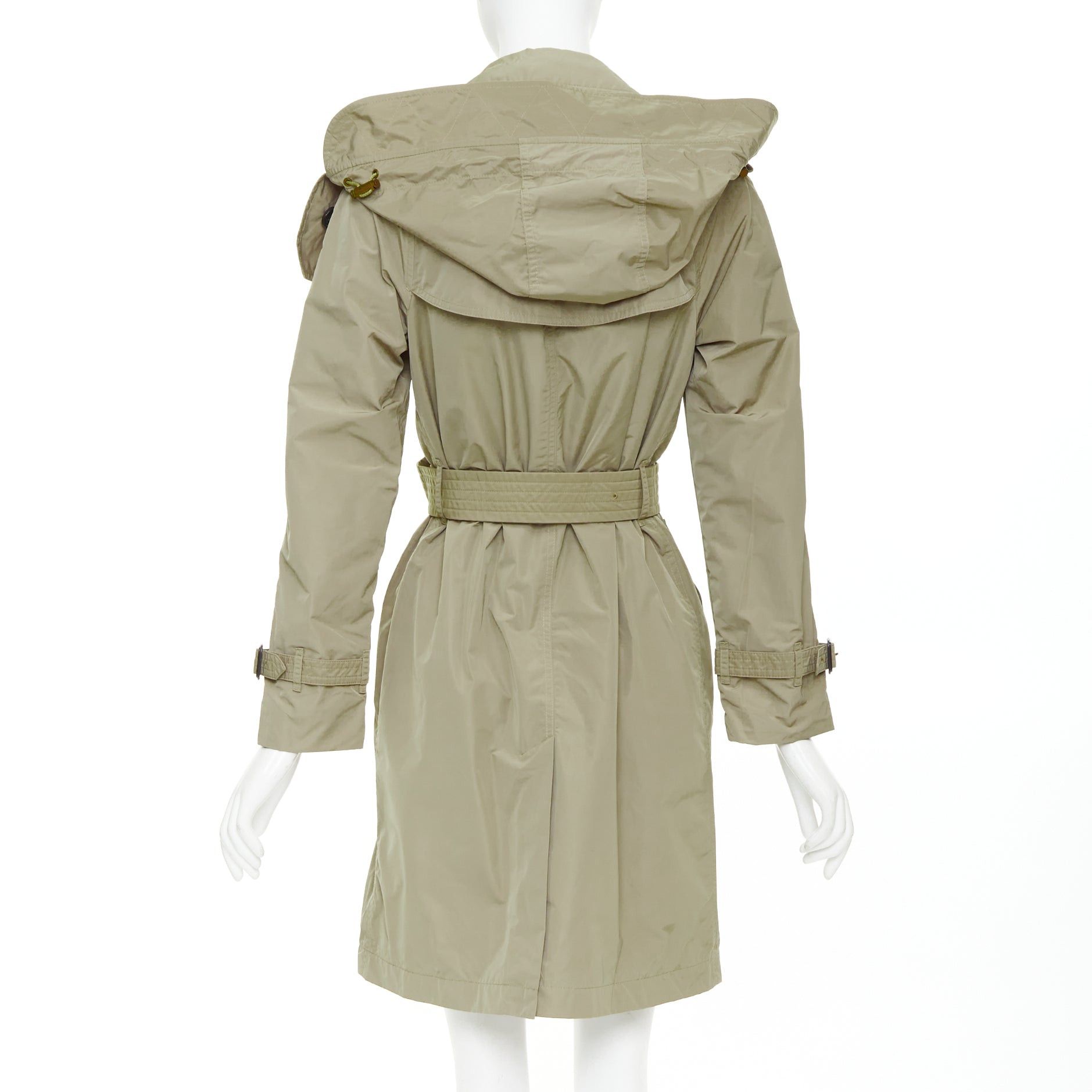 Burberry BURBERRY Amberford beige nylon tafetta House Check lined hooded trench coat IT38 XS Size S / US 4 / IT 40 - 6 Thumbnail
