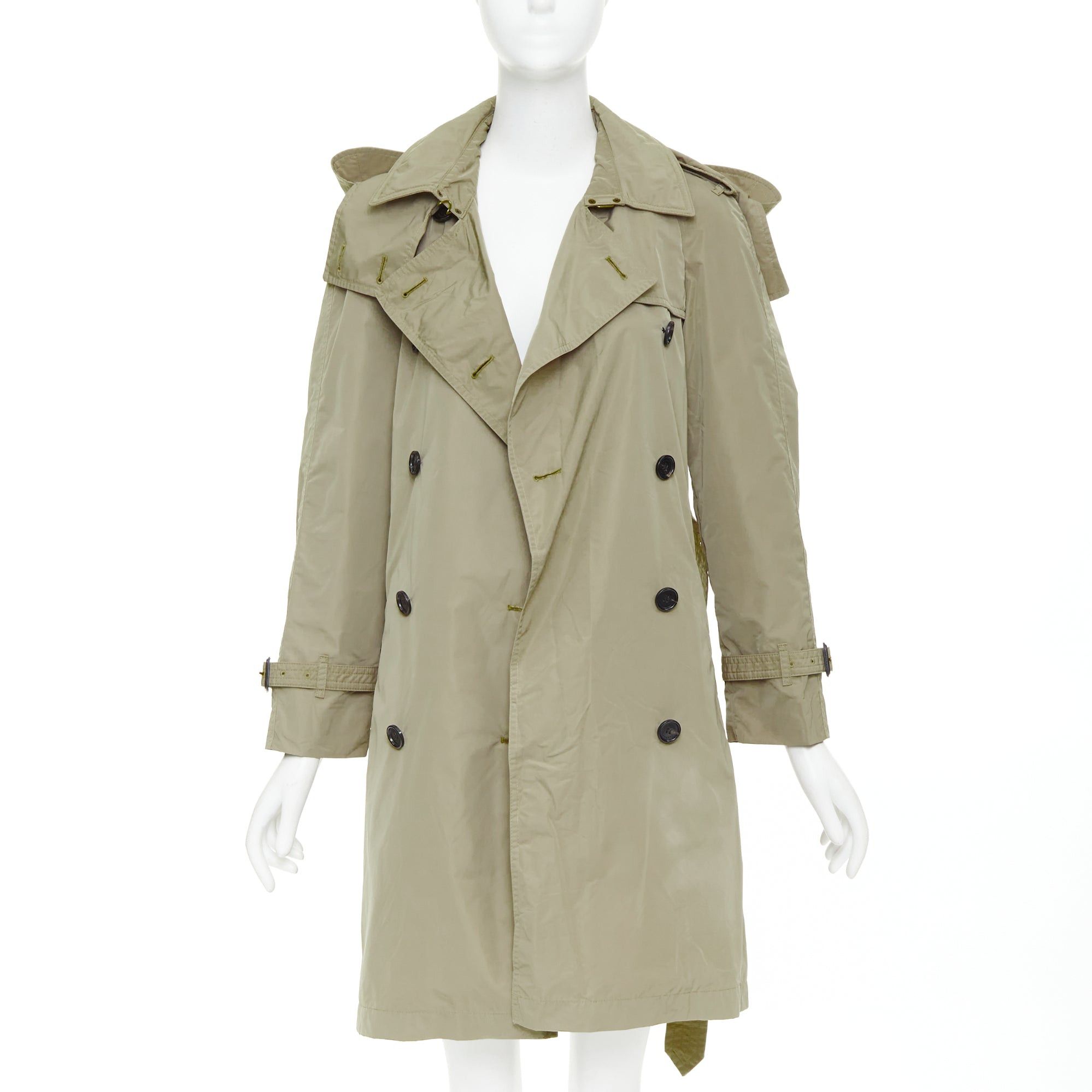 Burberry BURBERRY Amberford beige nylon tafetta House Check lined hooded trench coat IT38 XS Size S / US 4 / IT 40 - 3 Thumbnail