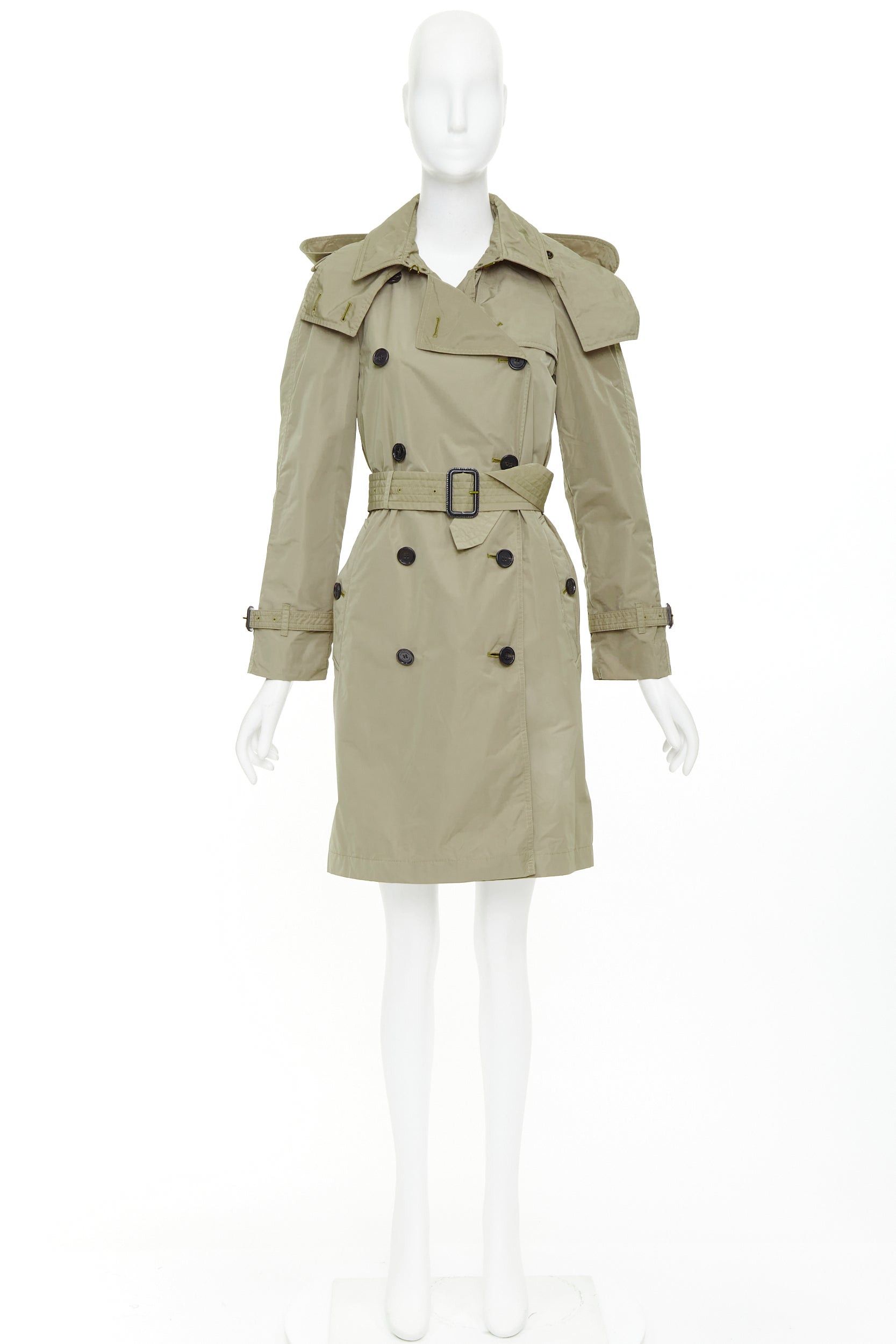 Burberry BURBERRY Amberford beige nylon tafetta House Check lined hooded trench coat IT38 XS Size S / US 4 / IT 40 - 10 Thumbnail