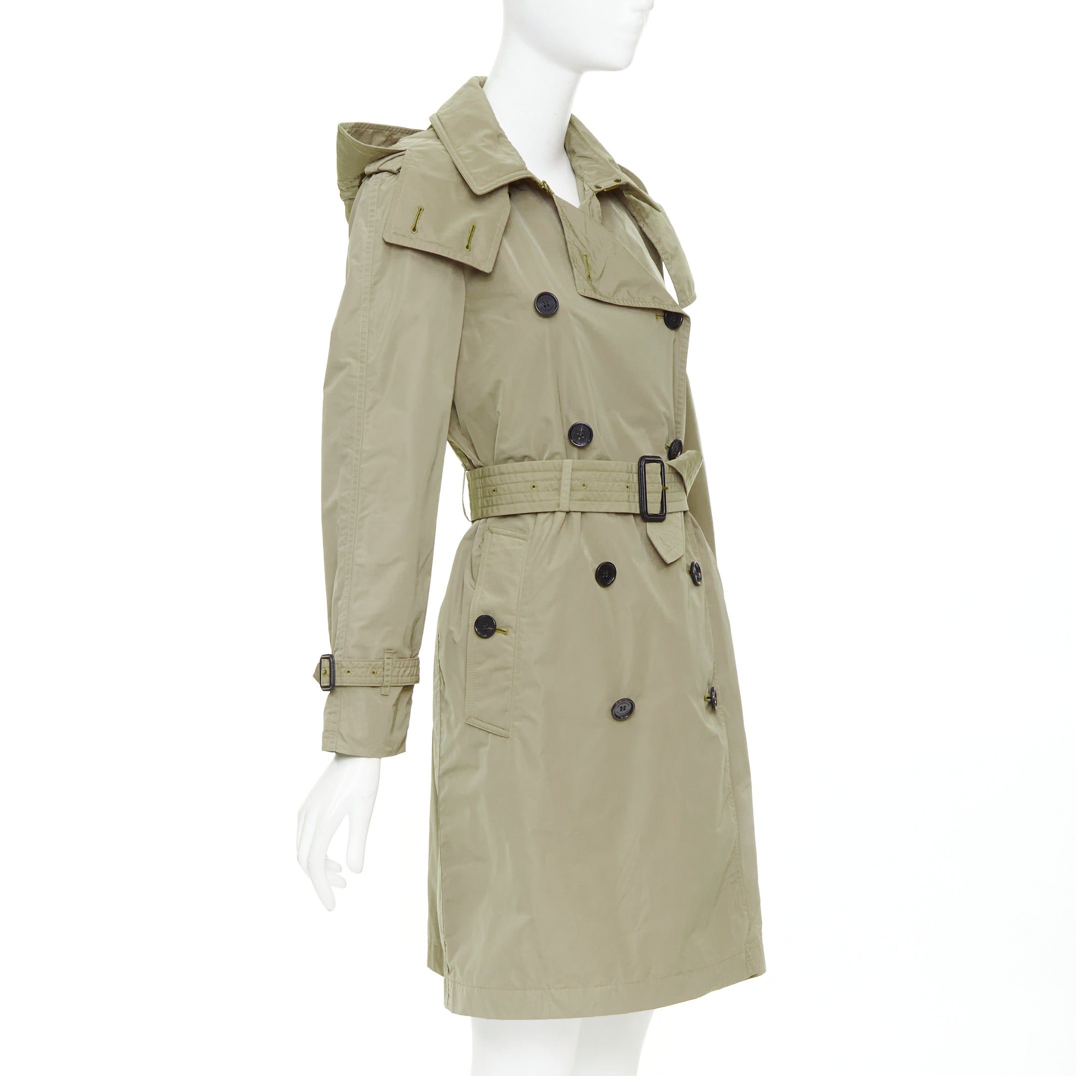 Burberry BURBERRY Amberford beige nylon tafetta House Check lined hooded trench coat IT38 XS Size S / US 4 / IT 40 - 4 Thumbnail