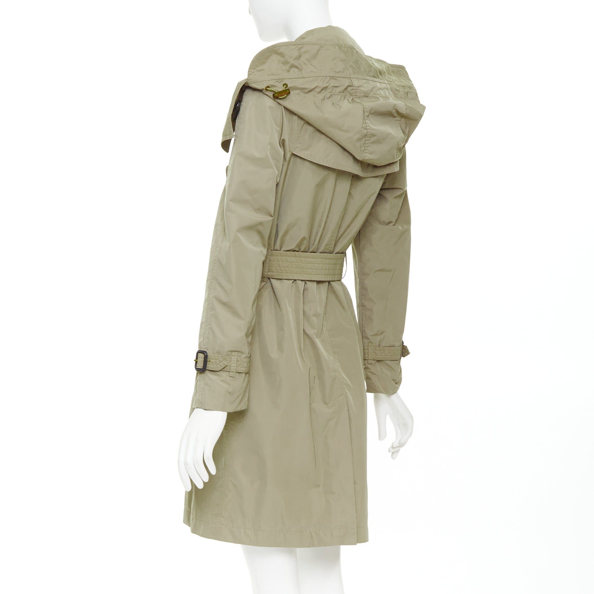 Burberry BURBERRY Amberford beige nylon tafetta House Check lined hooded trench coat IT38 XS Size S / US 4 / IT 40 - 7 Thumbnail