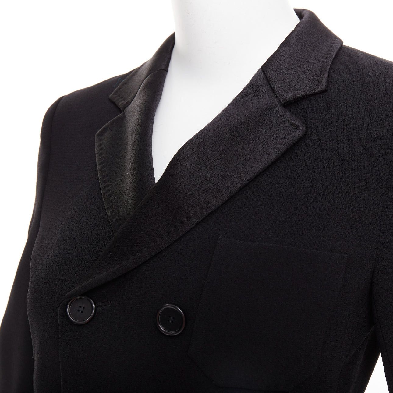 Balenciaga BALENCIAGA Vintage 2010 black satin trim fitted blazer jacket FR36 S Size S / US 4 / IT 40 - 2 Thumbnail
